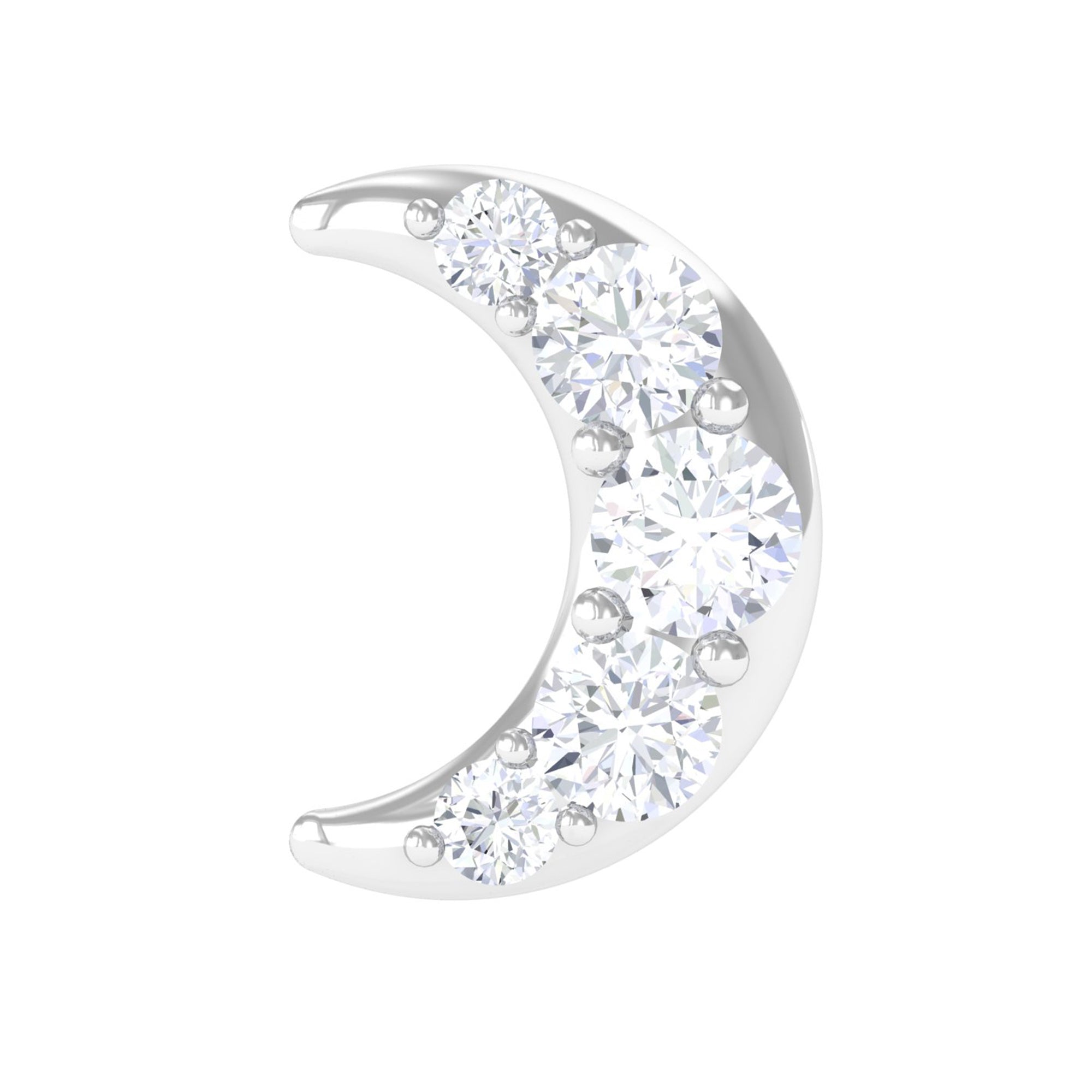 Round Cut Diamond Crescent Moon Cartilage Earring Natural - ( HI-SI ) - Rosec Jewels
