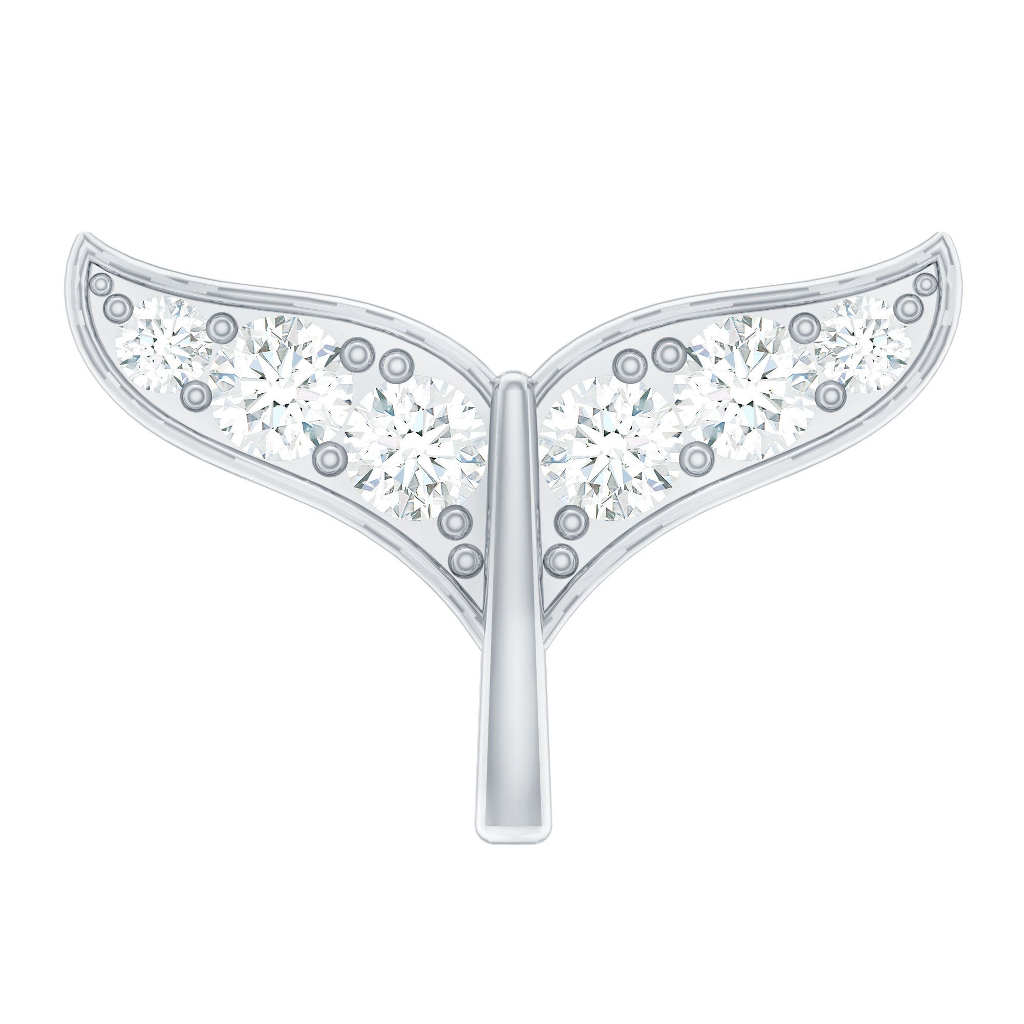 Certified Diamond Whale Tail Earring for Helix Piercing Natural - ( HI-SI ) - Rosec Jewels