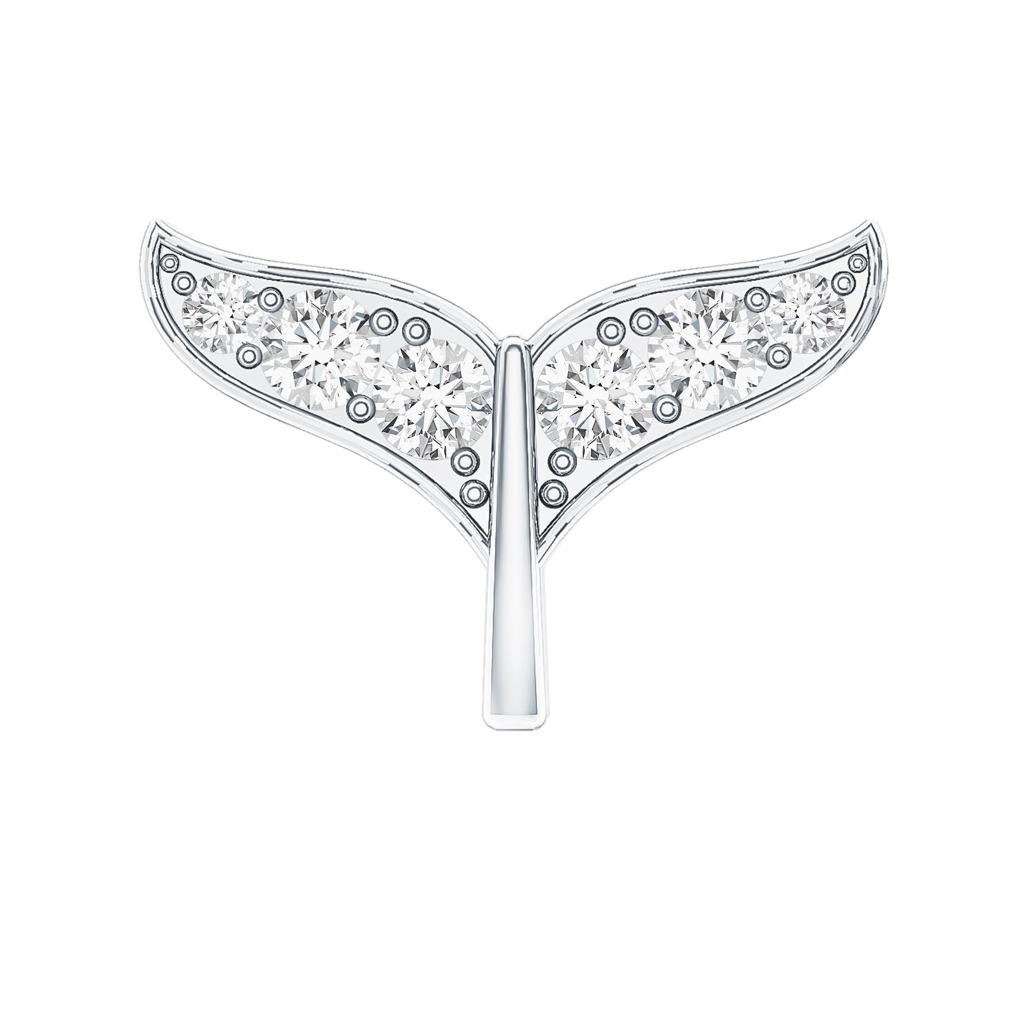 Certified Diamond Whale Tail Earring for Helix Piercing Natural - ( HI-SI ) - Rosec Jewels