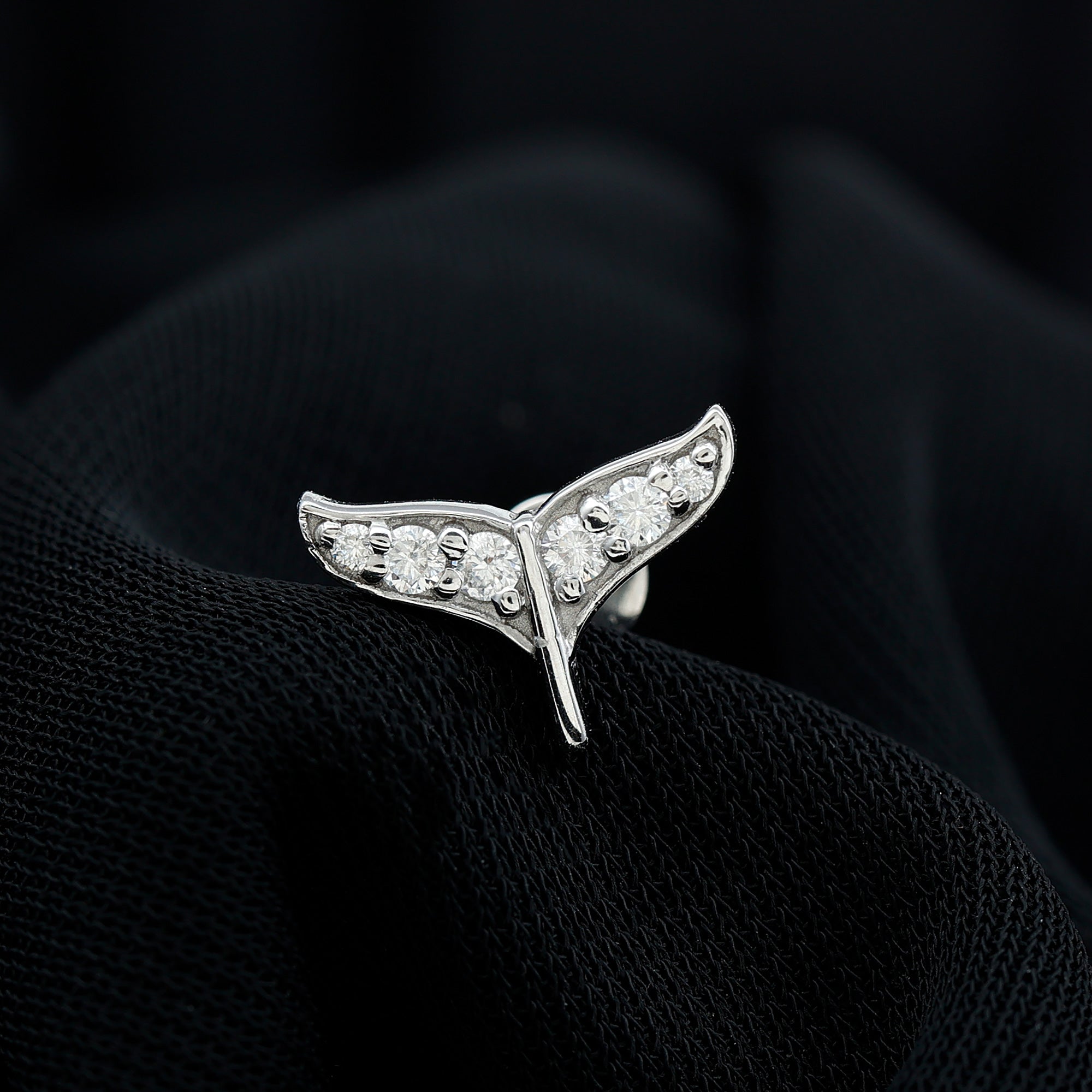 Certified Diamond Whale Tail Earring for Helix Piercing Natural - ( HI-SI ) - Rosec Jewels