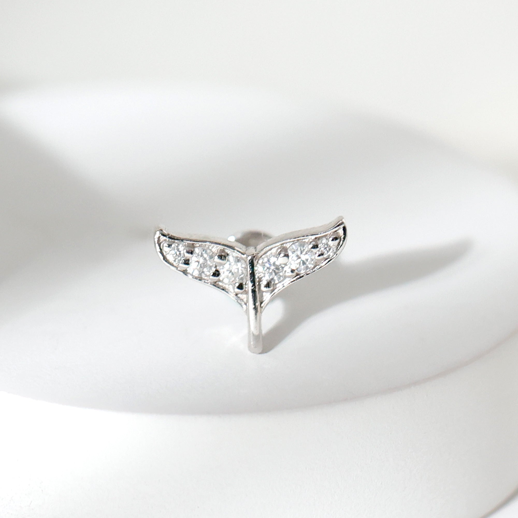 Certified Diamond Whale Tail Earring for Helix Piercing Natural - ( HI-SI ) - Rosec Jewels