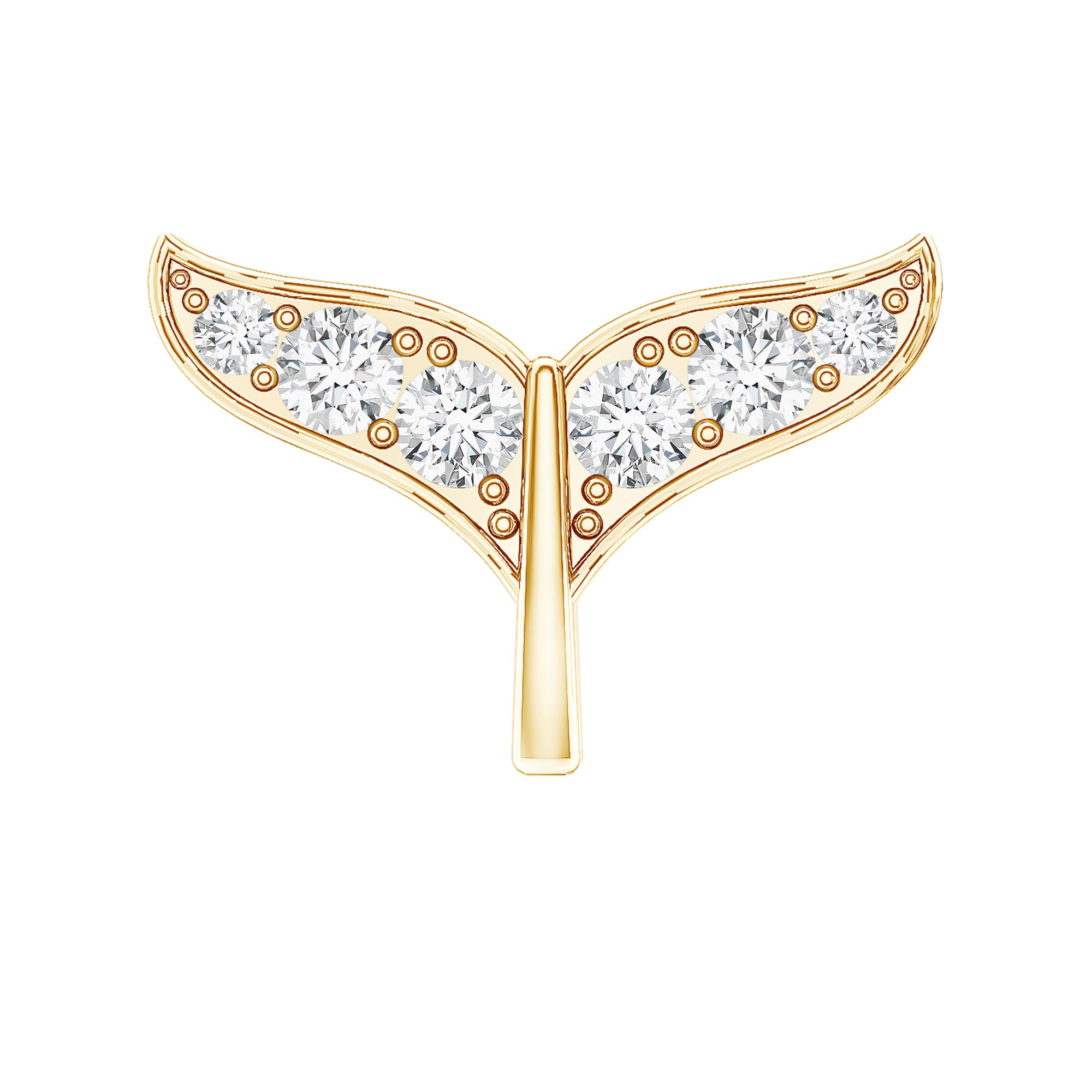Certified Diamond Whale Tail Earring for Helix Piercing Natural - ( HI-SI ) - Rosec Jewels