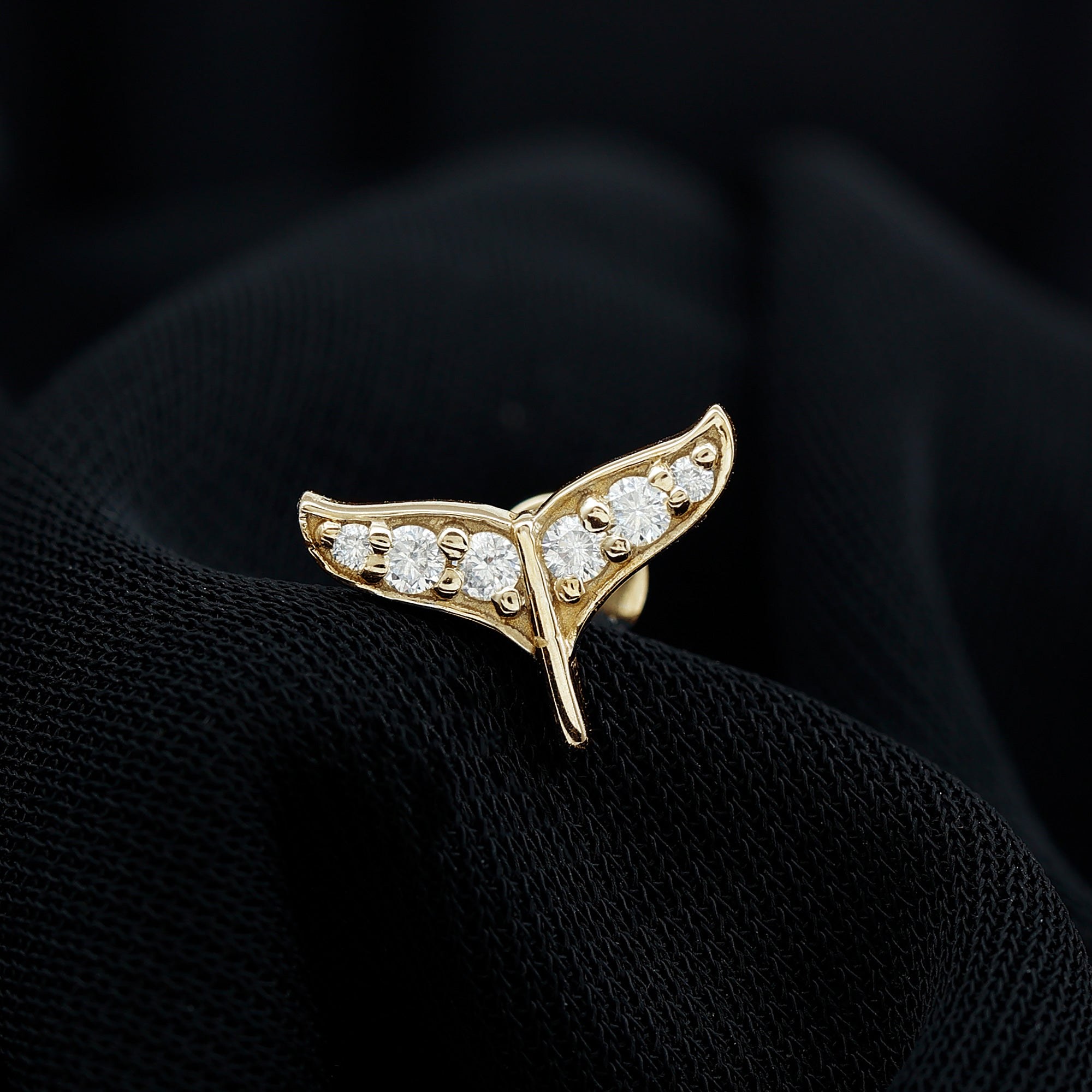 Certified Diamond Whale Tail Earring for Helix Piercing Natural - ( HI-SI ) - Rosec Jewels