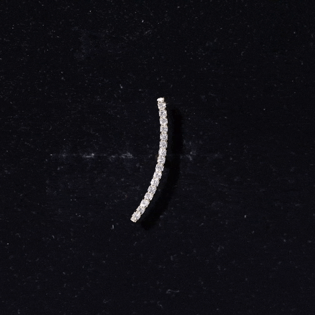 Pave Set Diamond Curved Bar Earring for Cartilage Piercing Natural - ( HI-SI ) - Rosec Jewels