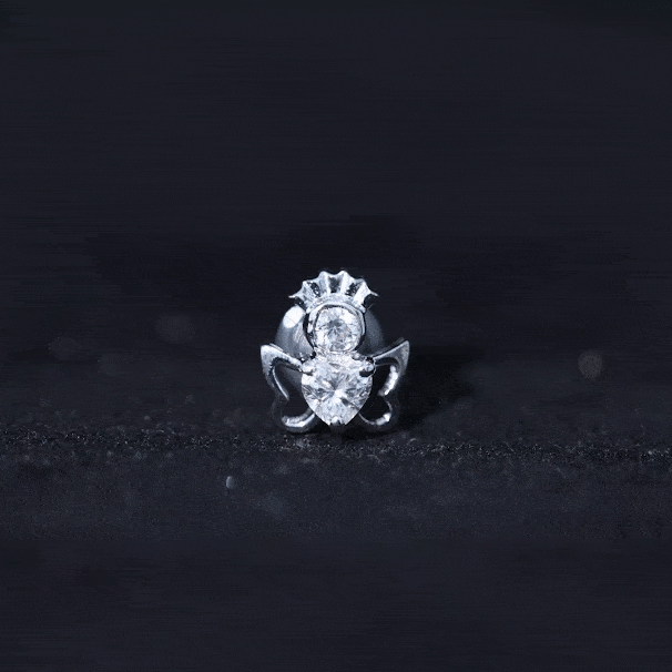 Heart Diamond Angel Earring for Helix Piercing Natural - ( HI-SI ) - Rosec Jewels