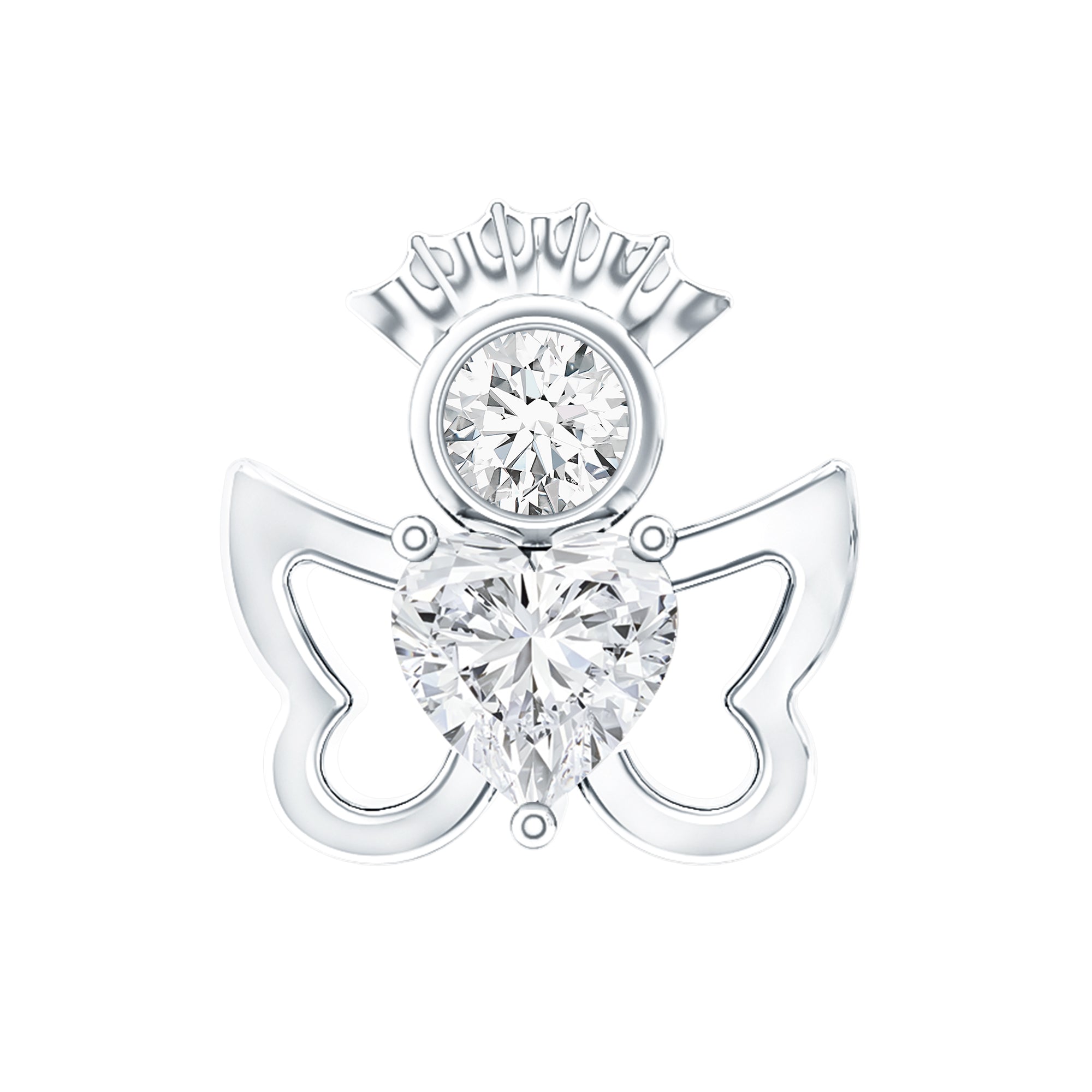 Heart Diamond Angel Earring for Helix Piercing Natural - ( HI-SI ) - Rosec Jewels