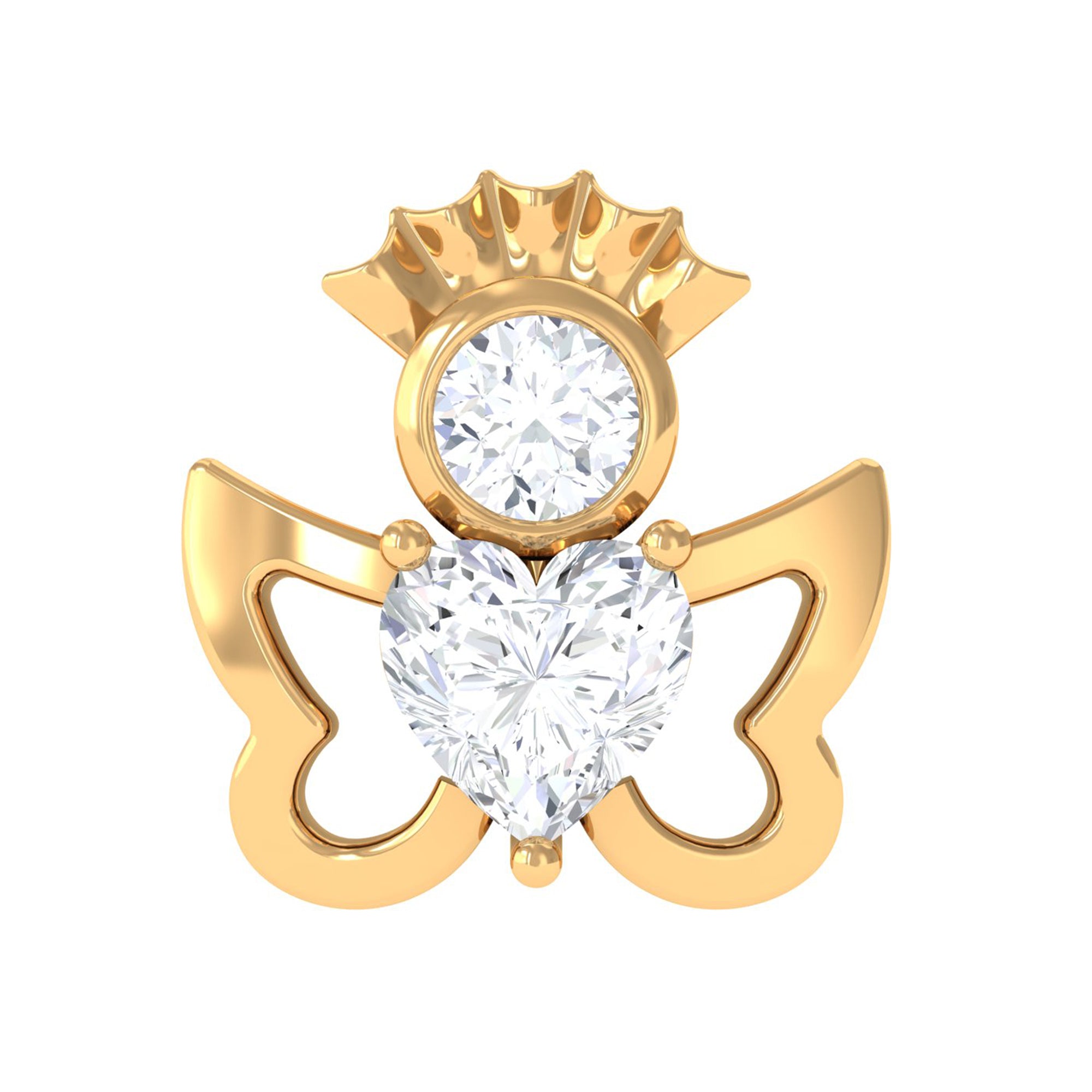 Heart Diamond Angel Earring for Helix Piercing Natural - ( HI-SI ) - Rosec Jewels