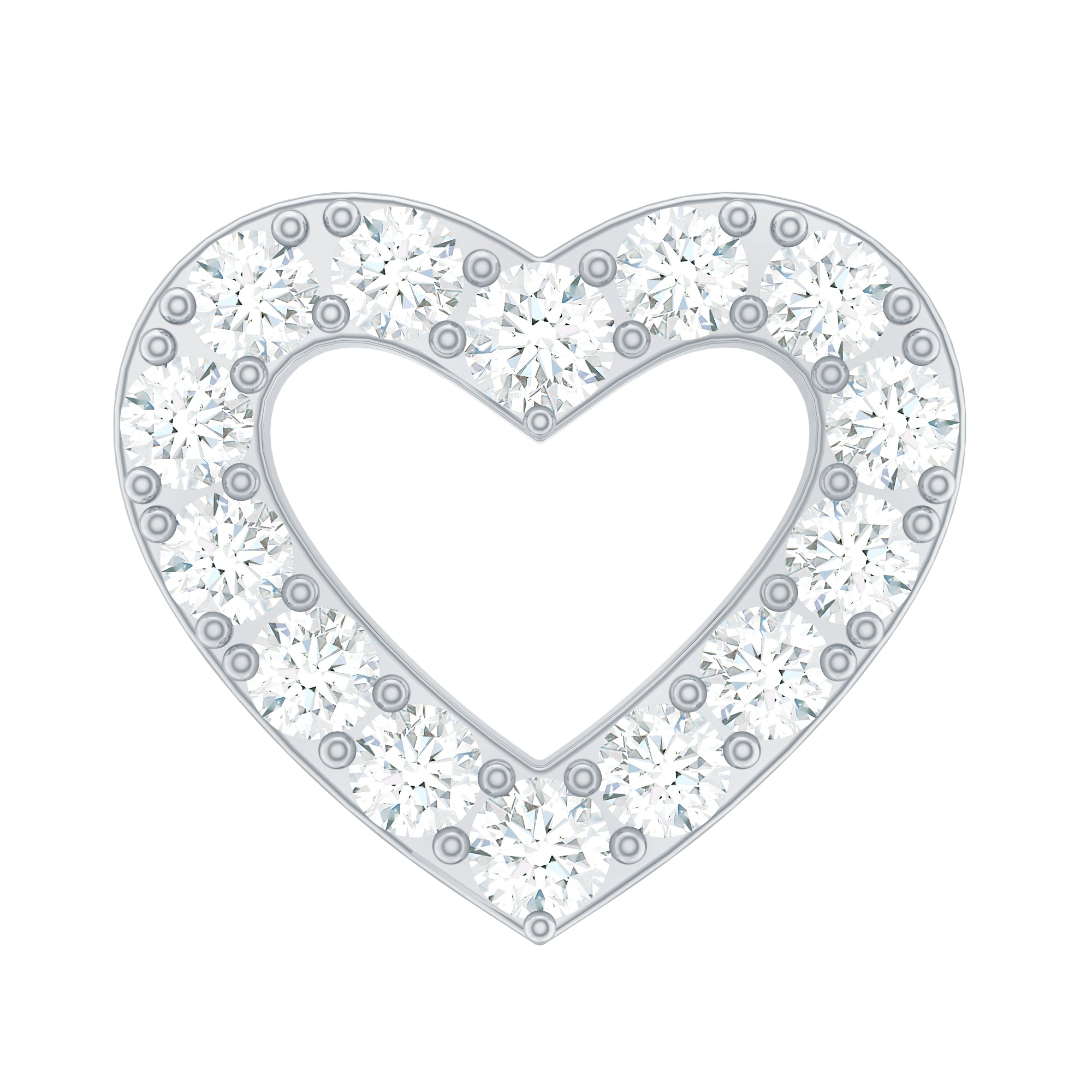 Cute Diamond Open Heart Earring for Helix Piercing Natural - ( HI-SI ) - Rosec Jewels