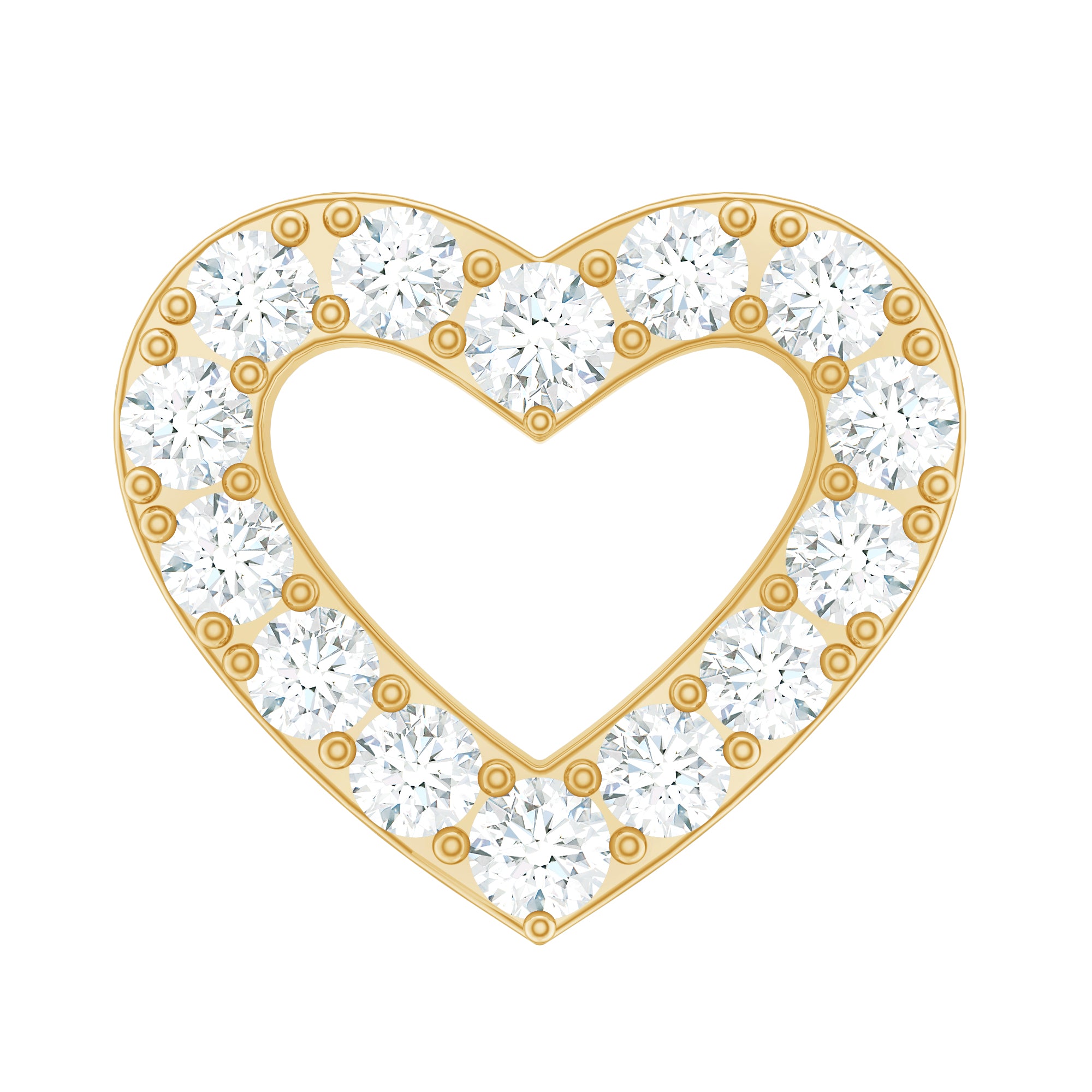 Cute Diamond Open Heart Earring for Helix Piercing Natural - ( HI-SI ) - Rosec Jewels