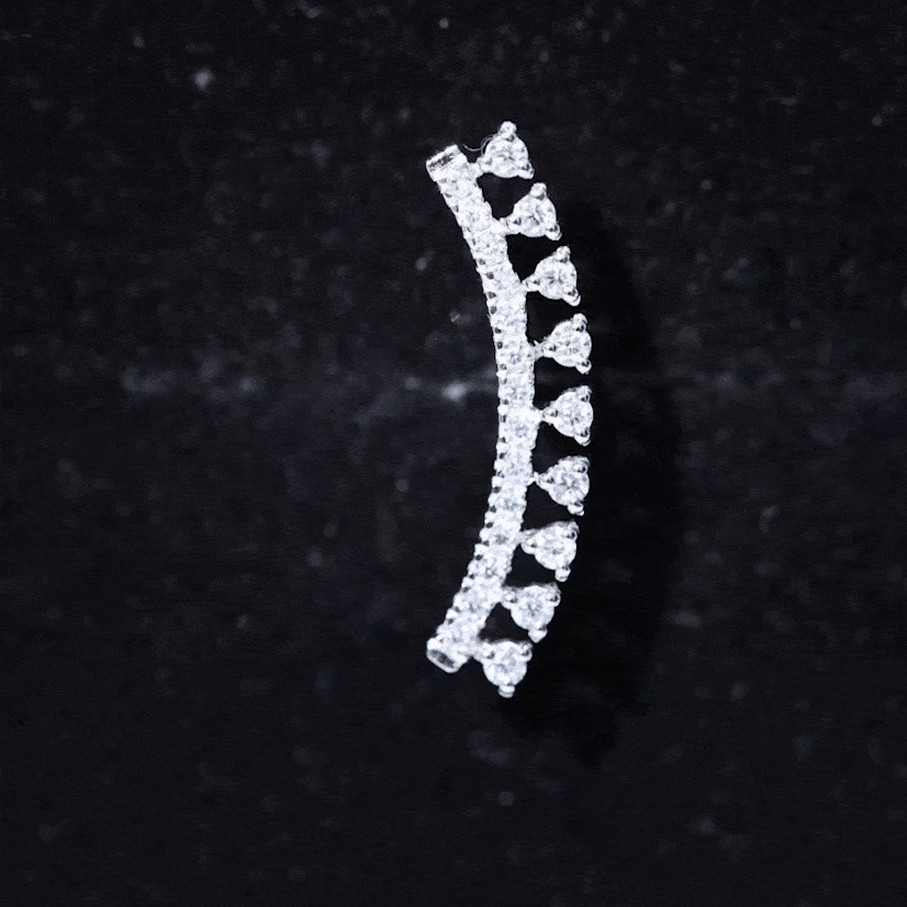 Minimal Diamond Crawler Earring for Cartilage Piercing Natural - ( HI-SI ) - Rosec Jewels