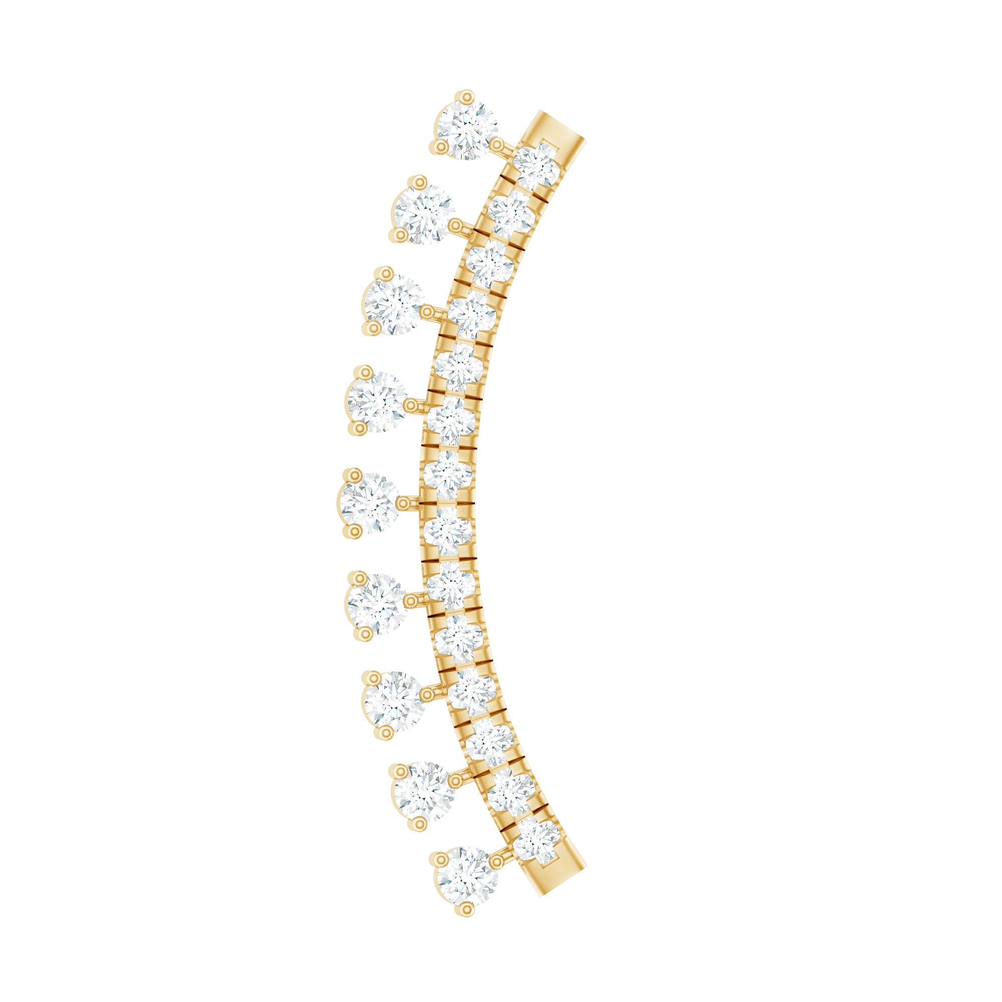 Minimal Diamond Crawler Earring for Cartilage Piercing Natural - ( HI-SI ) - Rosec Jewels