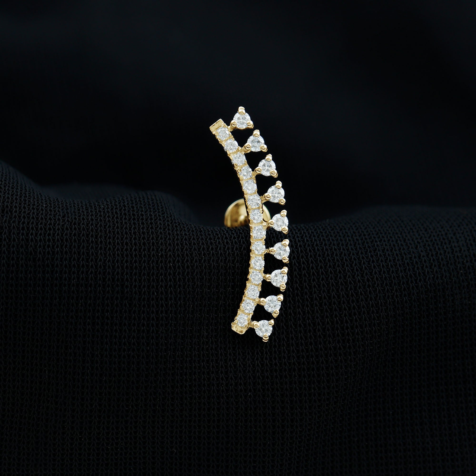 Minimal Diamond Crawler Earring for Cartilage Piercing Natural - ( HI-SI ) - Rosec Jewels