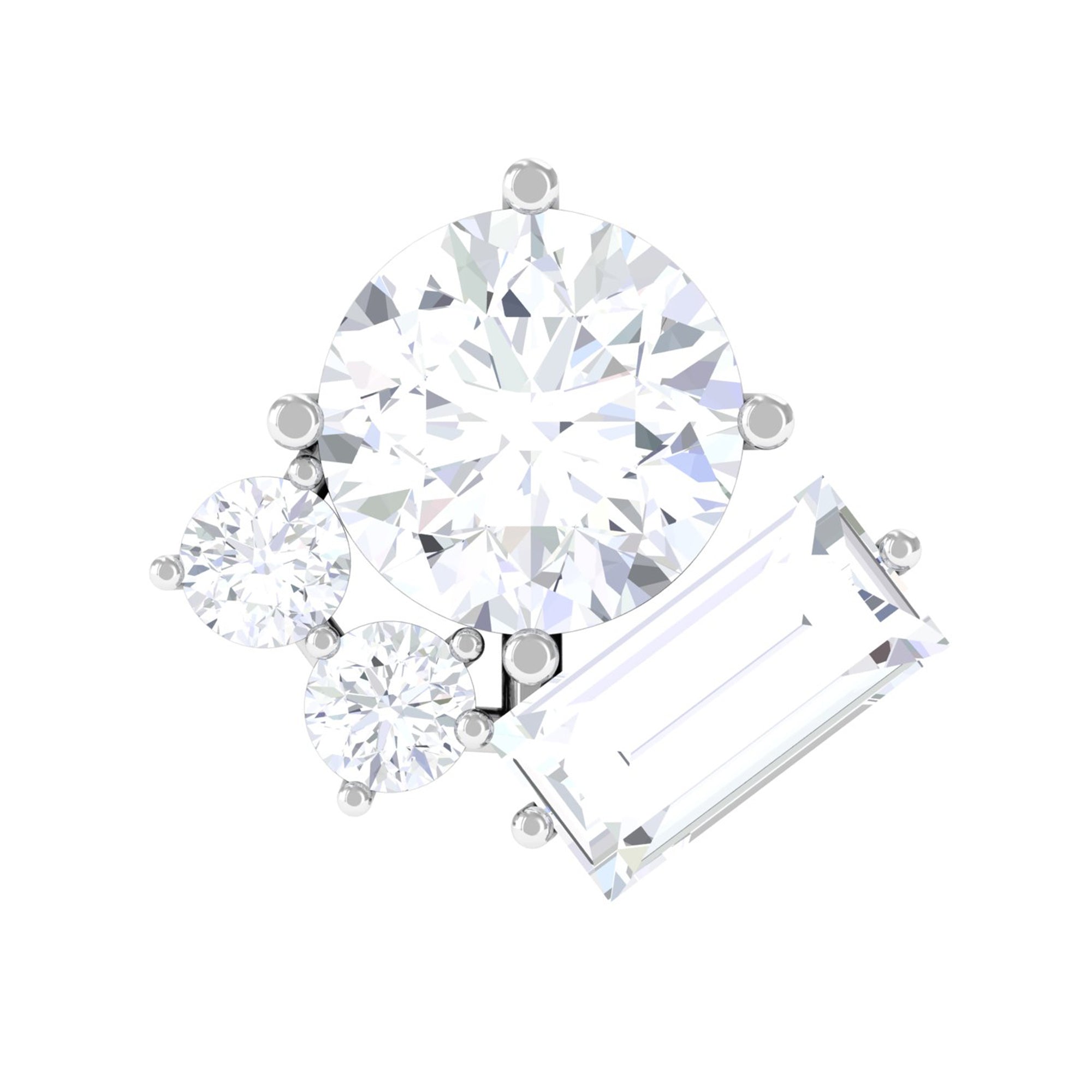 Unique Diamond Cluster Earring for Conch Piercing Natural - ( HI-SI ) - Rosec Jewels