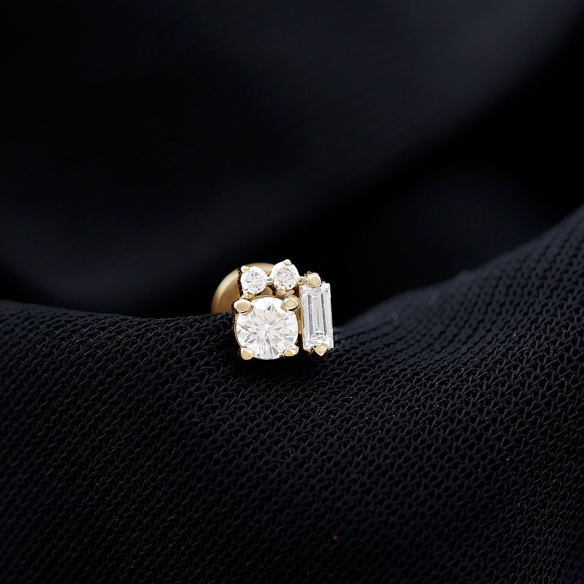 Unique Diamond Cluster Earring for Conch Piercing Natural - ( HI-SI ) - Rosec Jewels