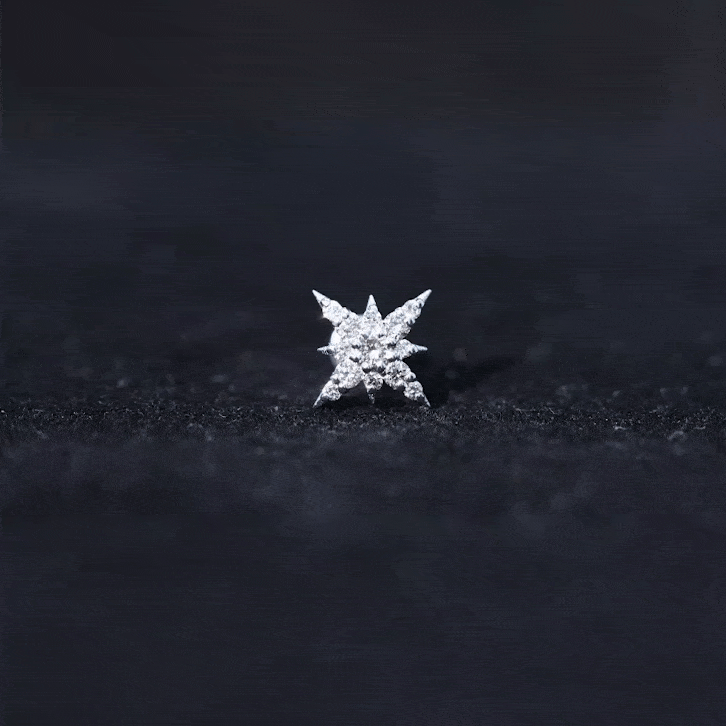 Sparkling Diamond Starburst Earring for Cartilage Piercing Natural - ( HI-SI ) - Rosec Jewels