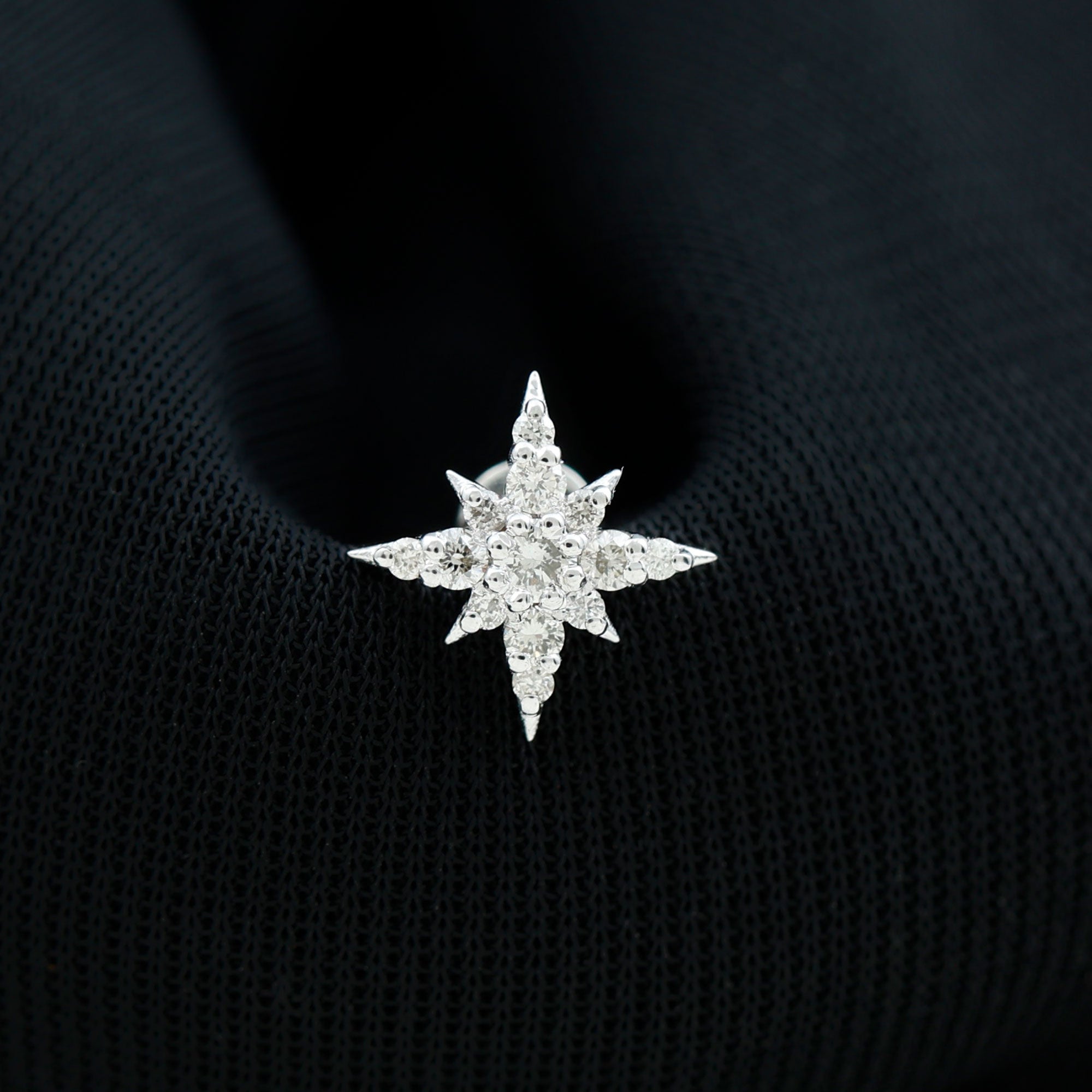 Sparkling Diamond Starburst Earring for Cartilage Piercing Natural - ( HI-SI ) - Rosec Jewels