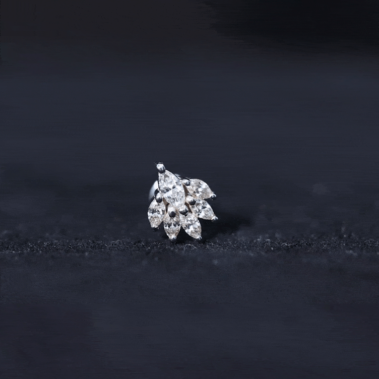 Marquise Diamond Leaf Cluster Helix Earring Natural - ( HI-SI ) - Rosec Jewels