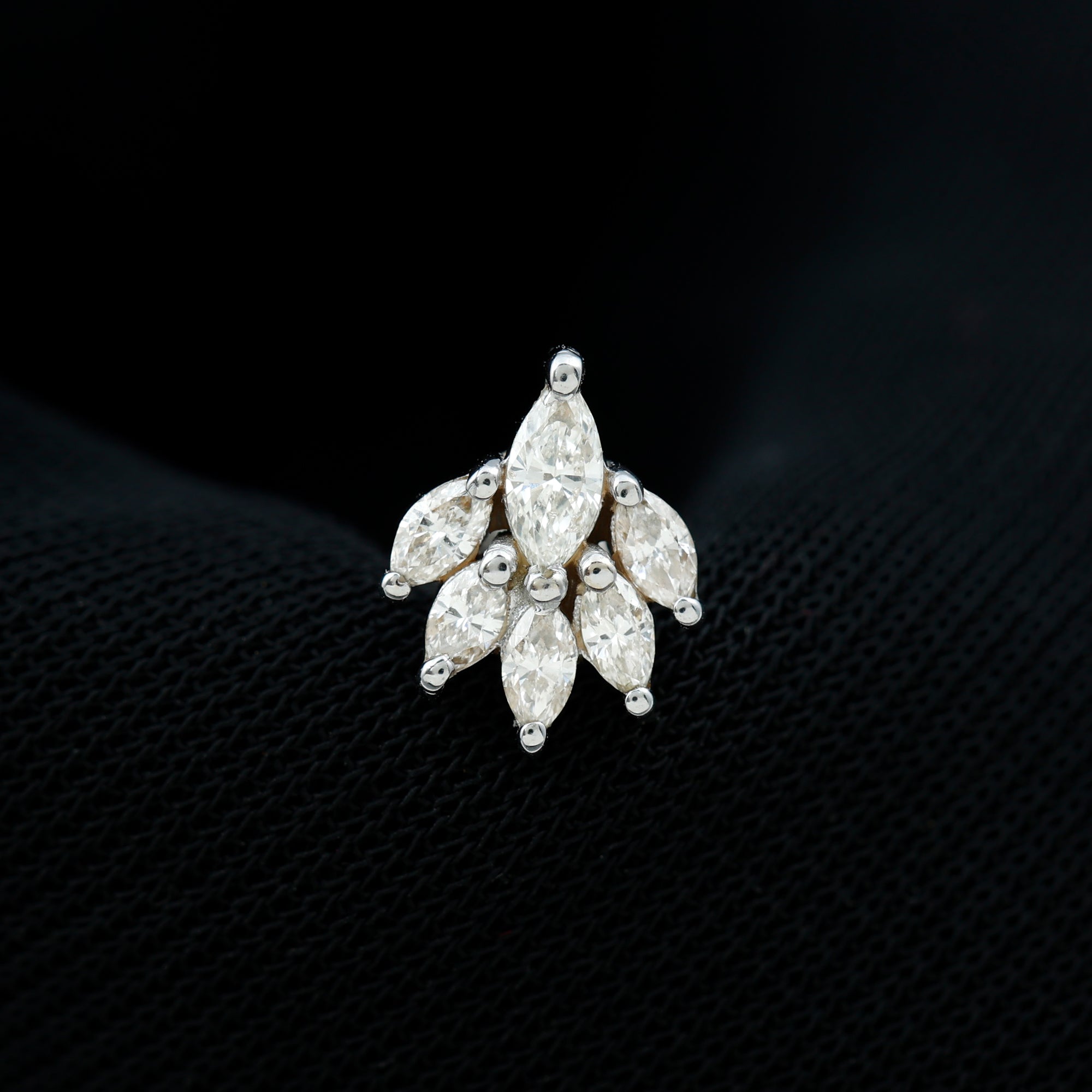 Marquise Diamond Leaf Cluster Helix Earring Natural - ( HI-SI ) - Rosec Jewels