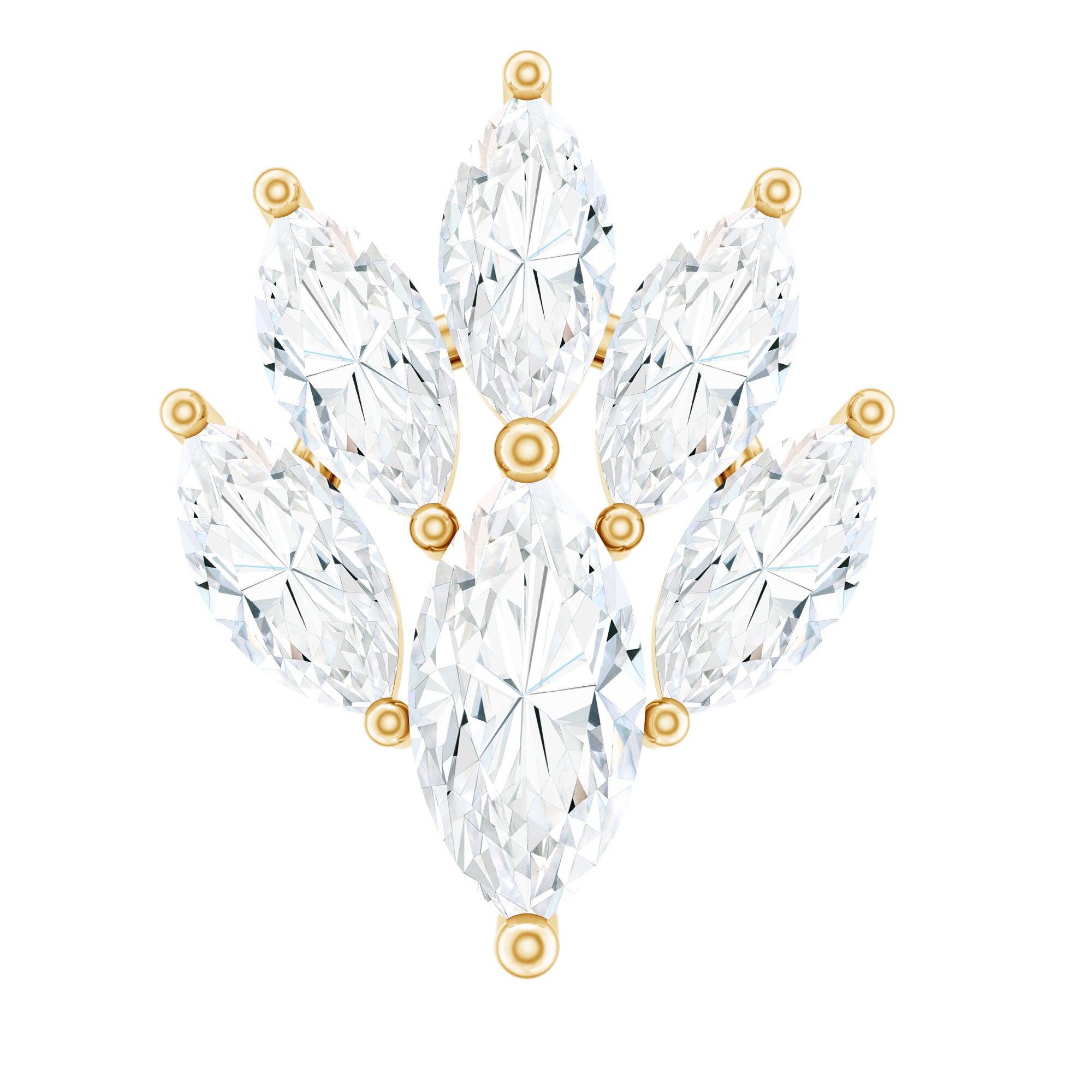Marquise Diamond Leaf Cluster Helix Earring Natural - ( HI-SI ) - Rosec Jewels