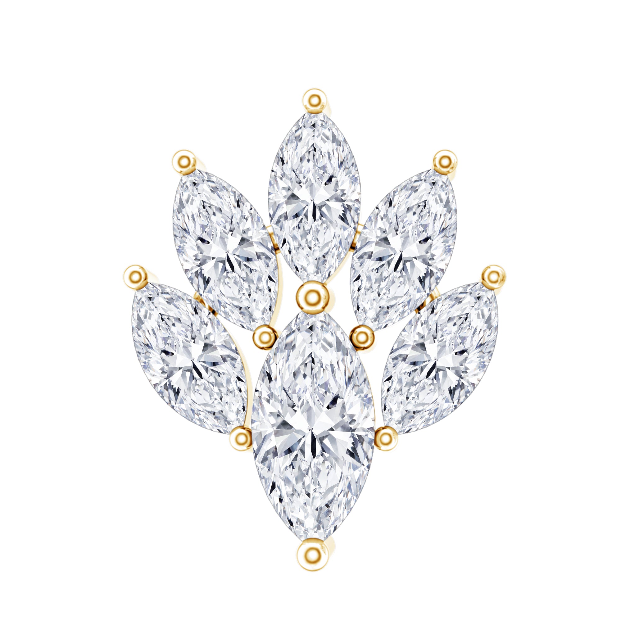 Marquise Diamond Leaf Cluster Helix Earring Natural - ( HI-SI ) - Rosec Jewels