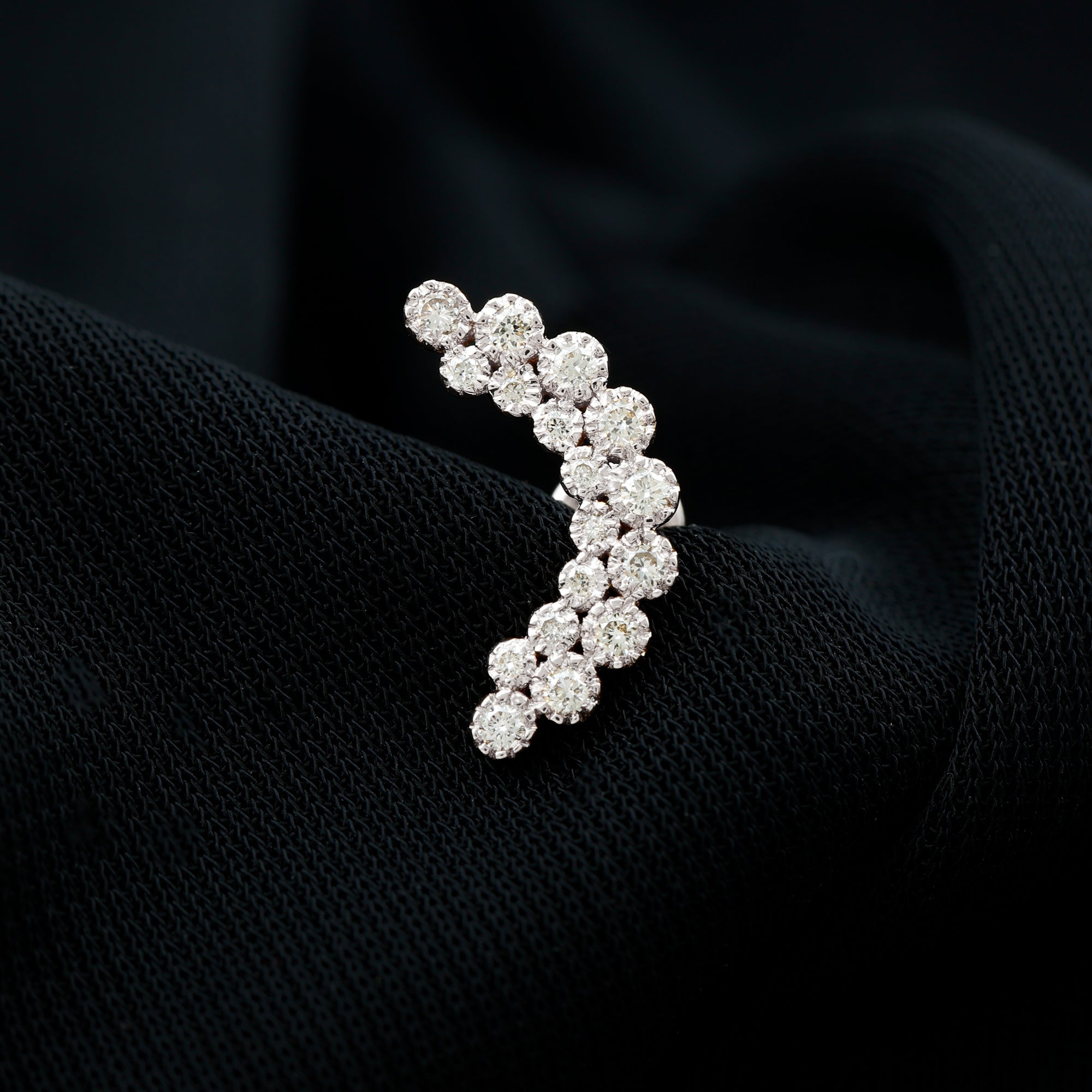 Diamond Curved Crawler Earring in Bezel Set Natural - ( HI-SI ) - Rosec Jewels