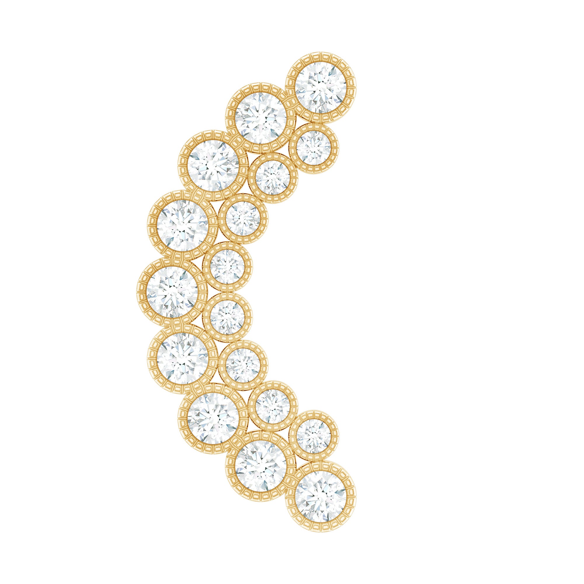 Diamond Curved Crawler Earring in Bezel Set Natural - ( HI-SI ) - Rosec Jewels