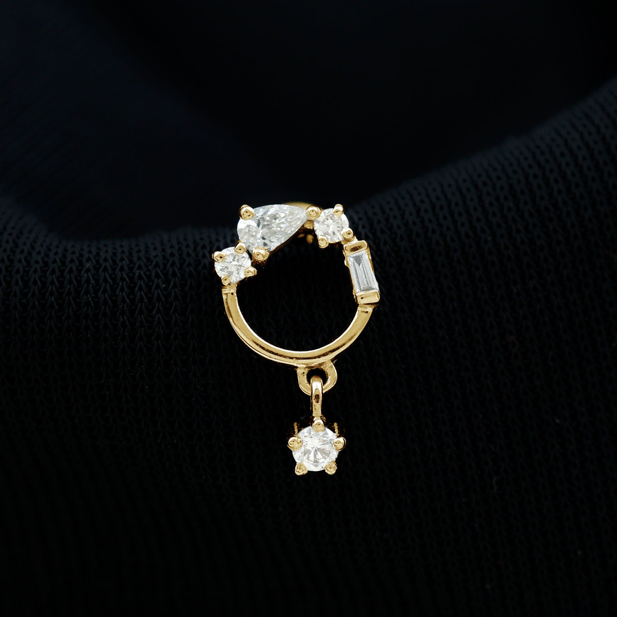 Natural Diamond Circle Drop Earring with Flat Back Natural - ( HI-SI ) - Rosec Jewels