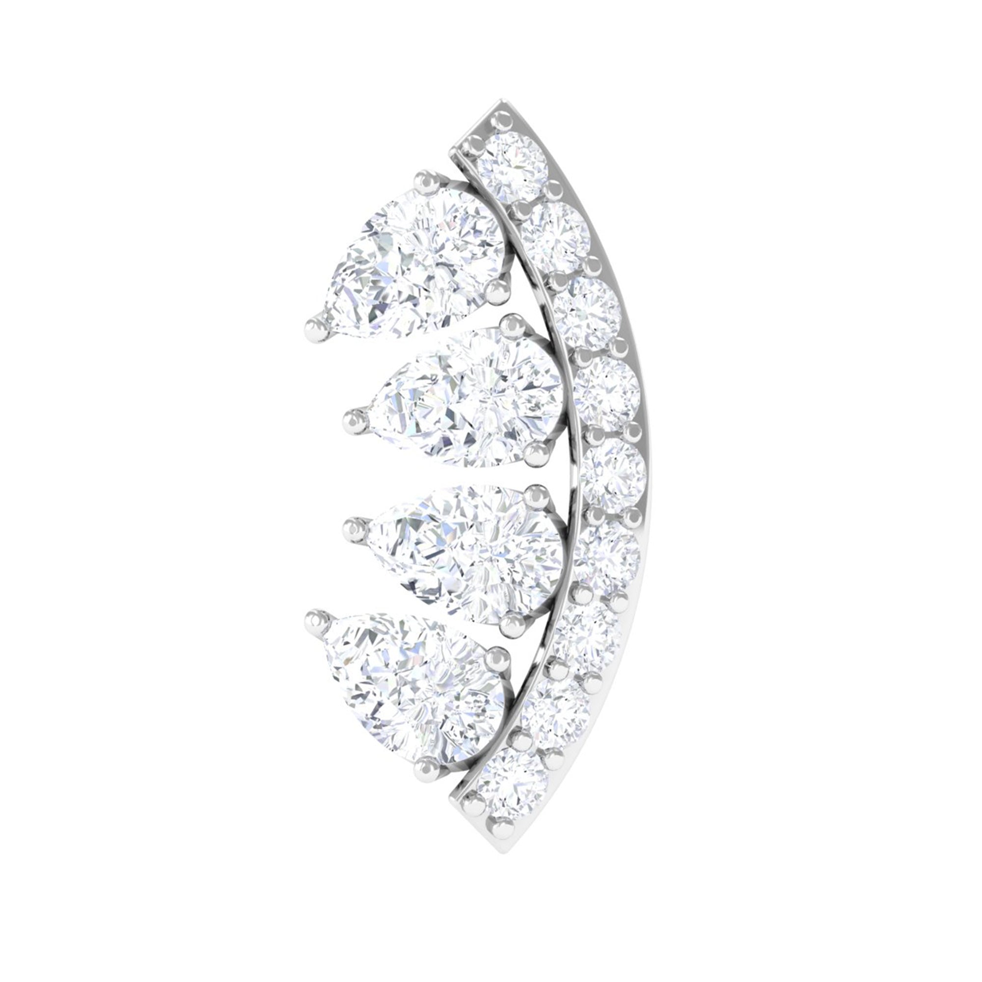 Natural Diamond Curved Cartilage Earring with Flat Back Natural - ( HI-SI ) - Rosec Jewels