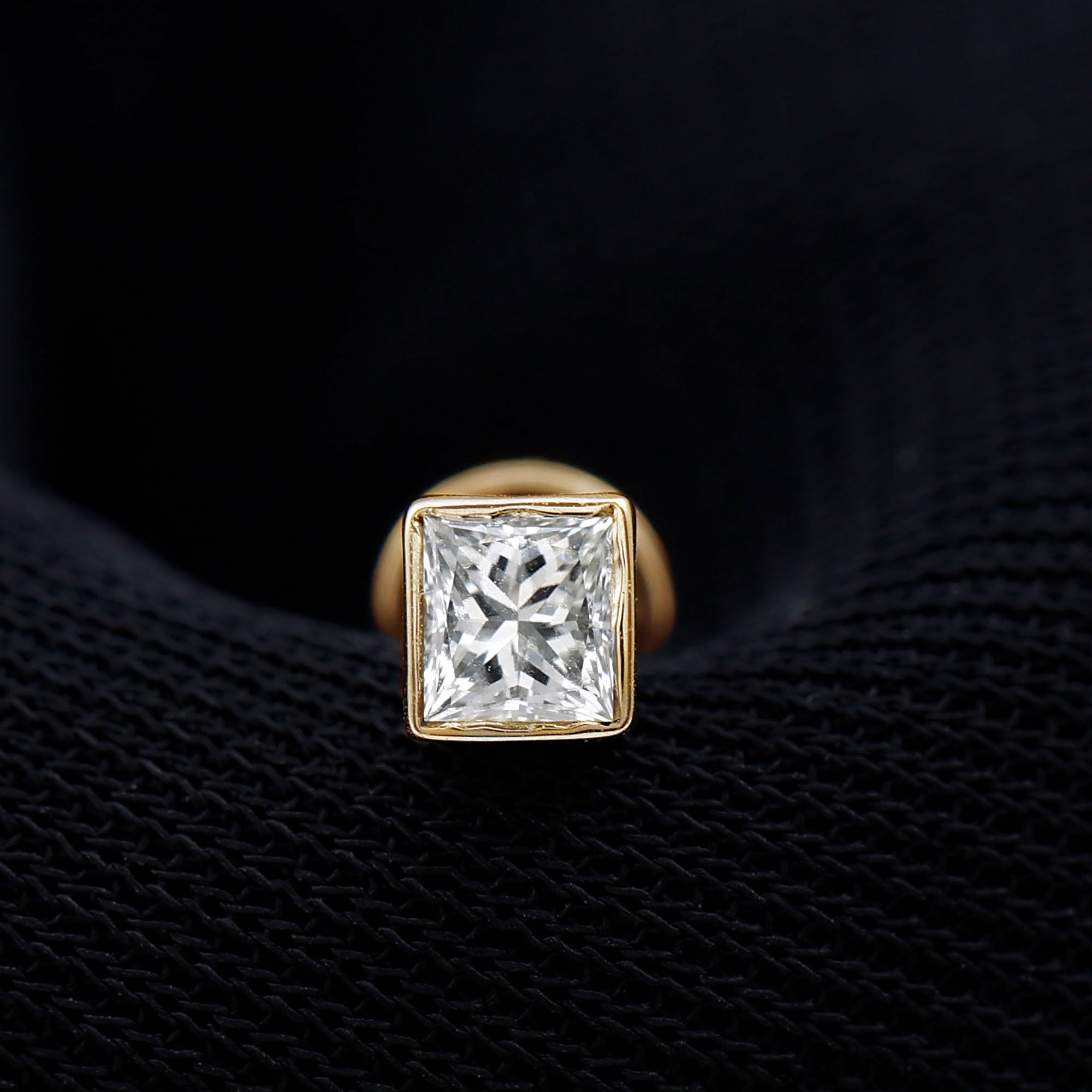 Princess Cut Diamond Conch Earring in Bezel Setting Natural - ( HI-SI ) - Rosec Jewels