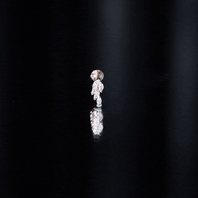 Marquise Diamond Leaf Cluster Earring for Helix Piercing Natural - ( HI-SI ) - Rosec Jewels