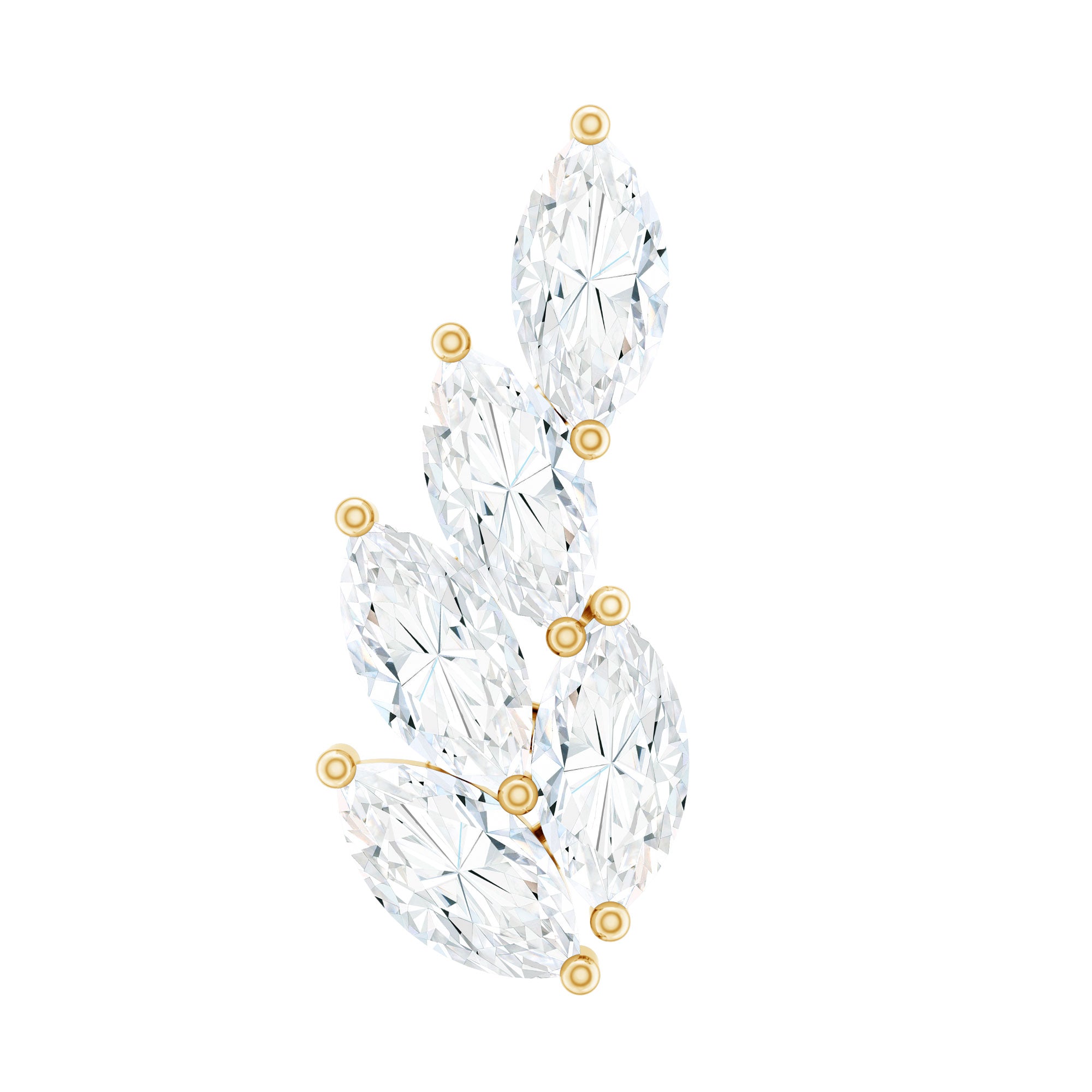 Marquise Diamond Leaf Cluster Earring for Helix Piercing Natural - ( HI-SI ) - Rosec Jewels