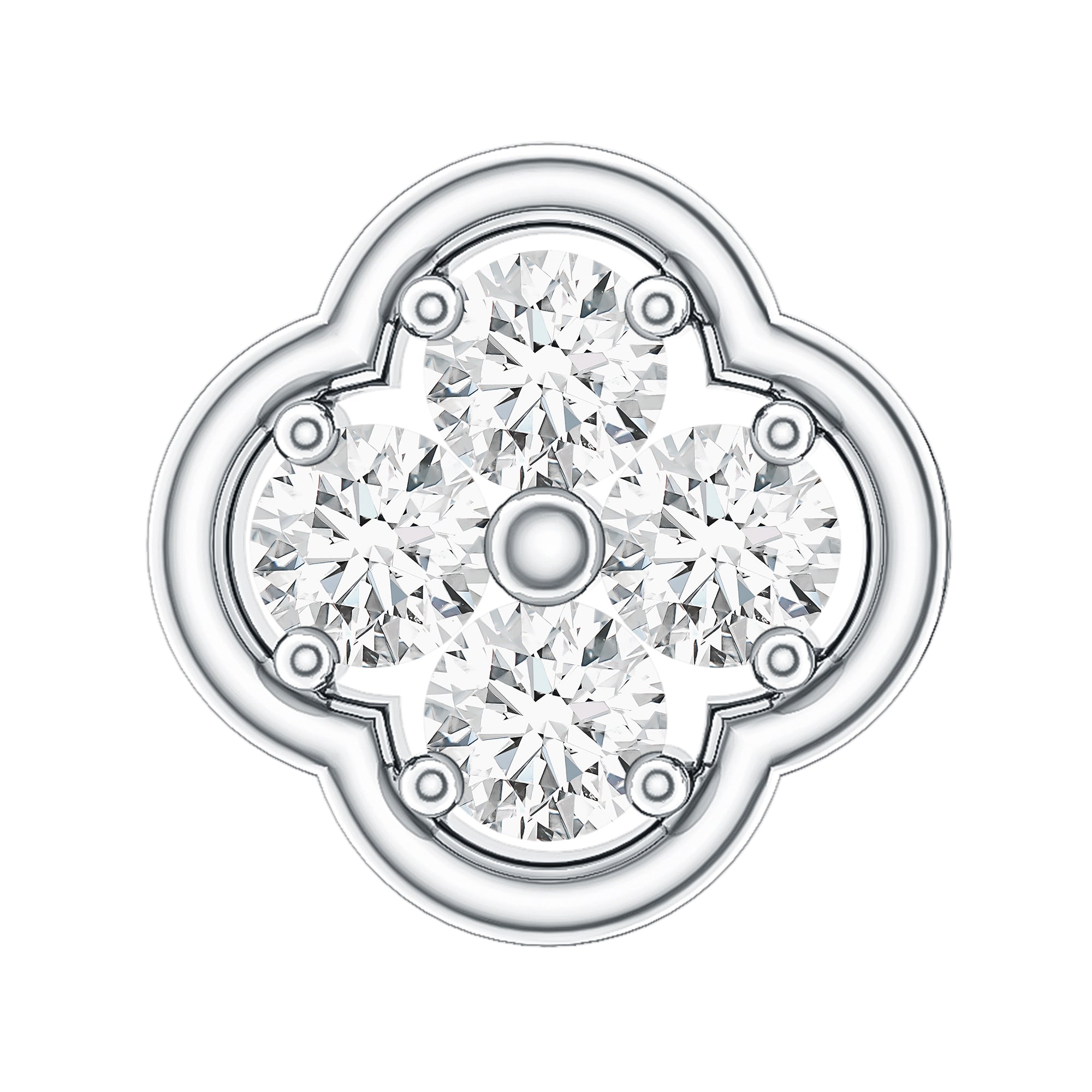 Diamond Flower Cluster Earring for Helix Piercing Natural - ( HI-SI ) - Rosec Jewels