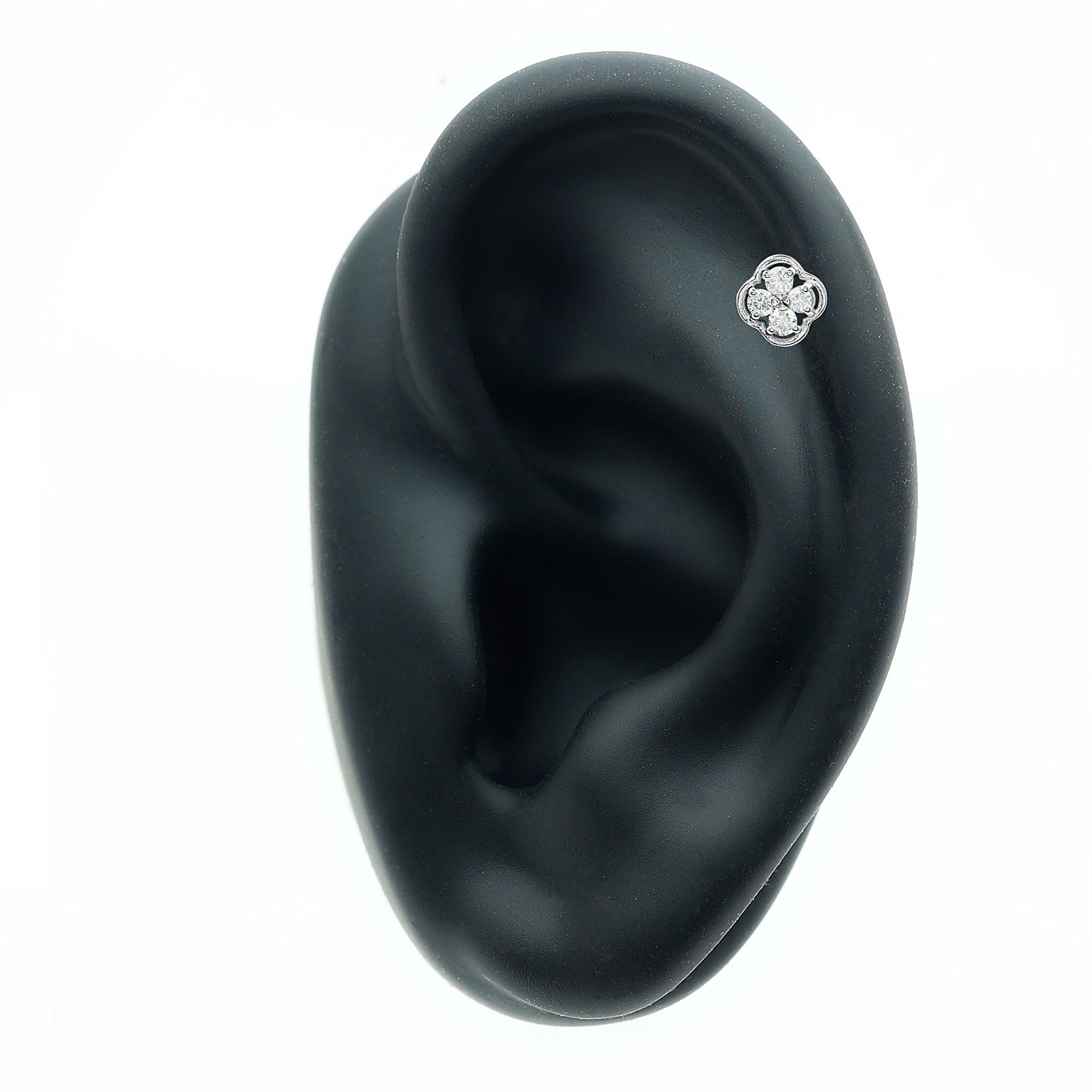 Diamond Flower Cluster Earring for Helix Piercing Natural - ( HI-SI ) - Rosec Jewels