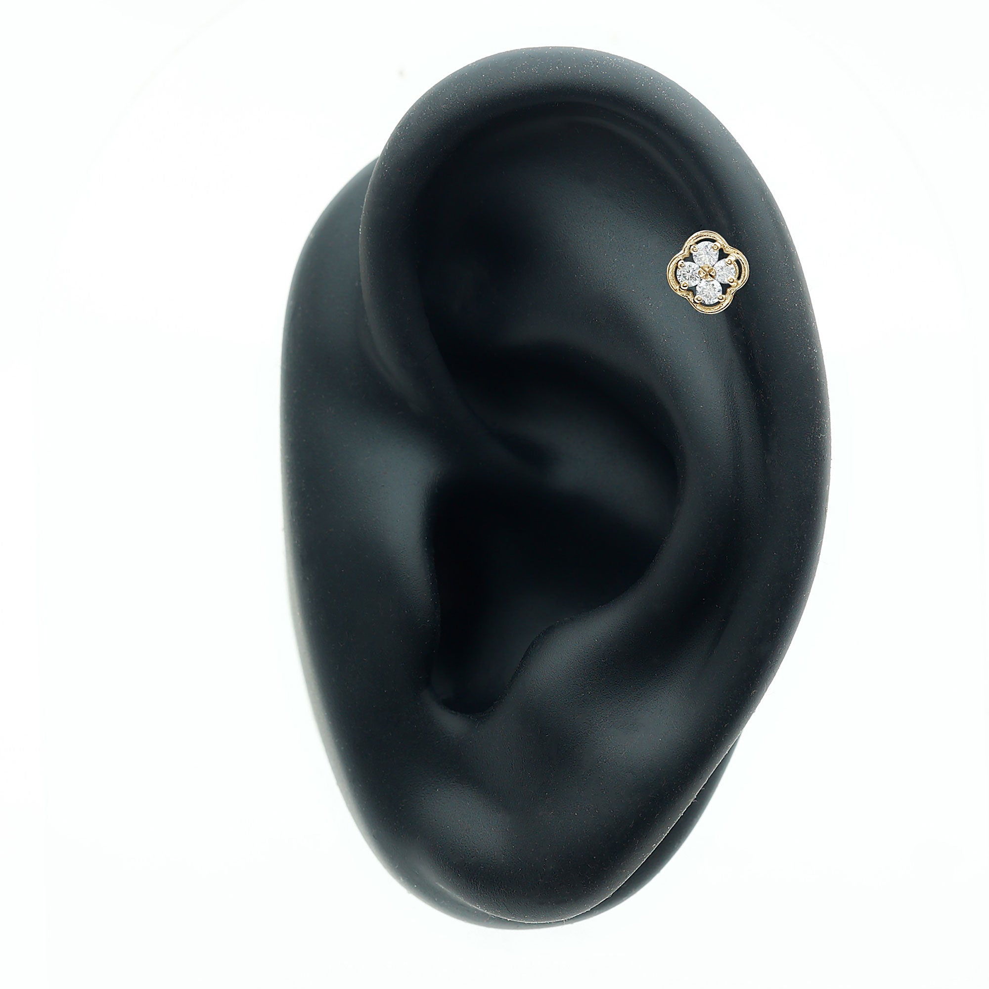 Diamond Flower Cluster Earring for Helix Piercing Natural - ( HI-SI ) - Rosec Jewels