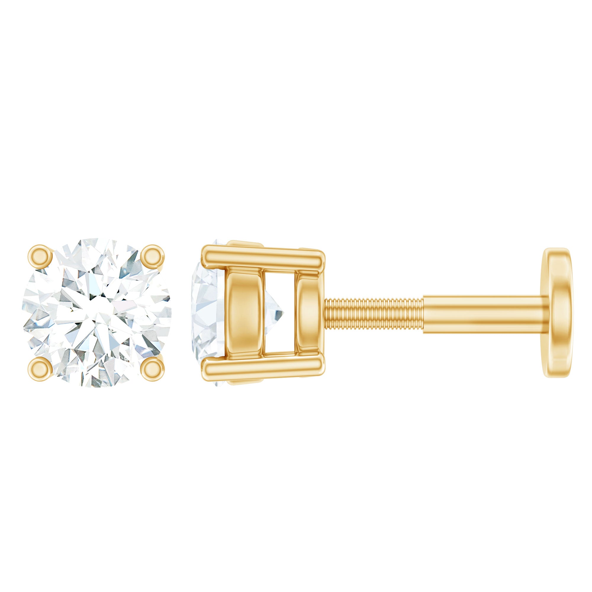 Minimalist Diamond Solitaire Earring for Tragus Piercing Natural - ( HI-SI ) - Rosec Jewels