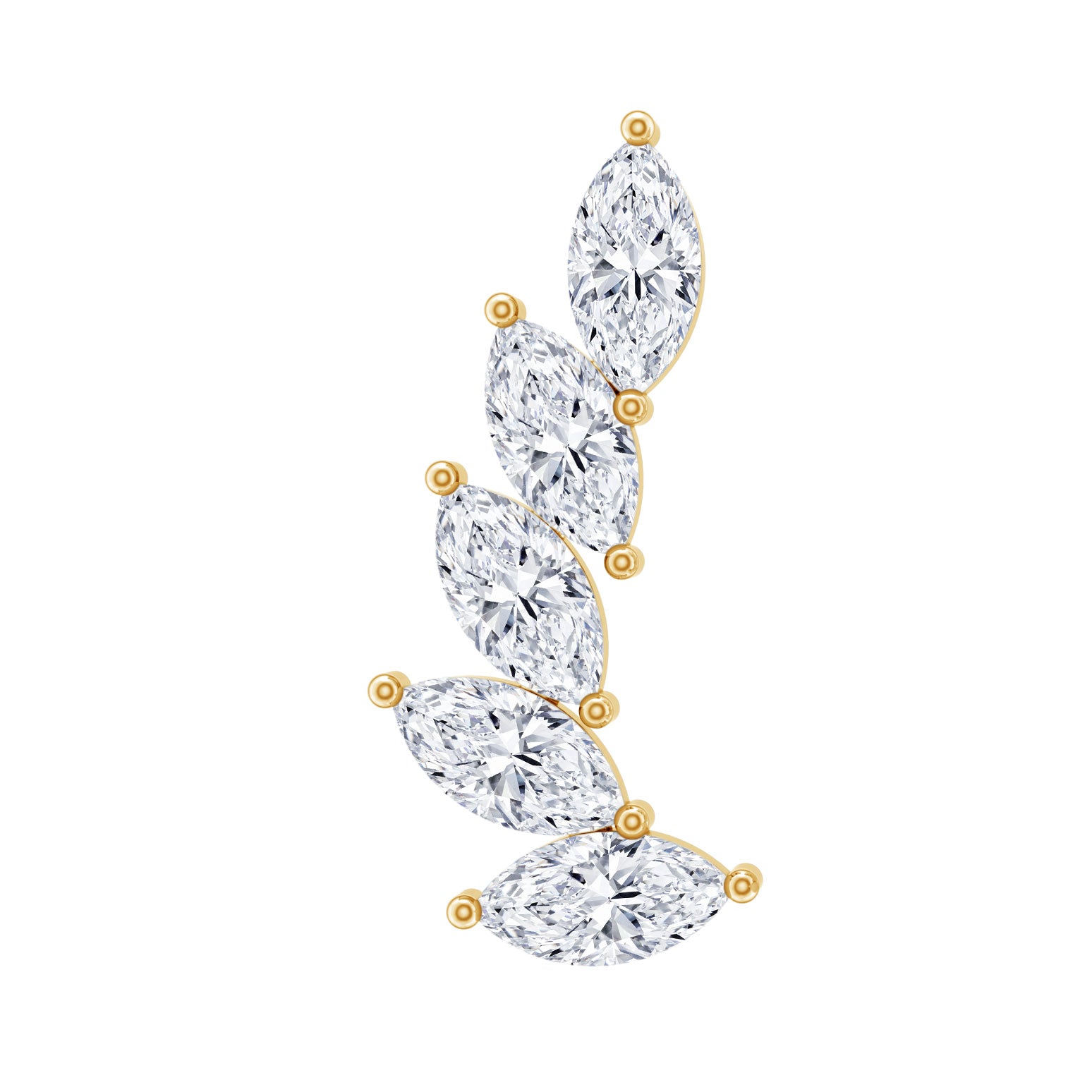 Marquise Diamond Crawler Earring for Helix Piercing Natural - ( HI-SI ) - Rosec Jewels