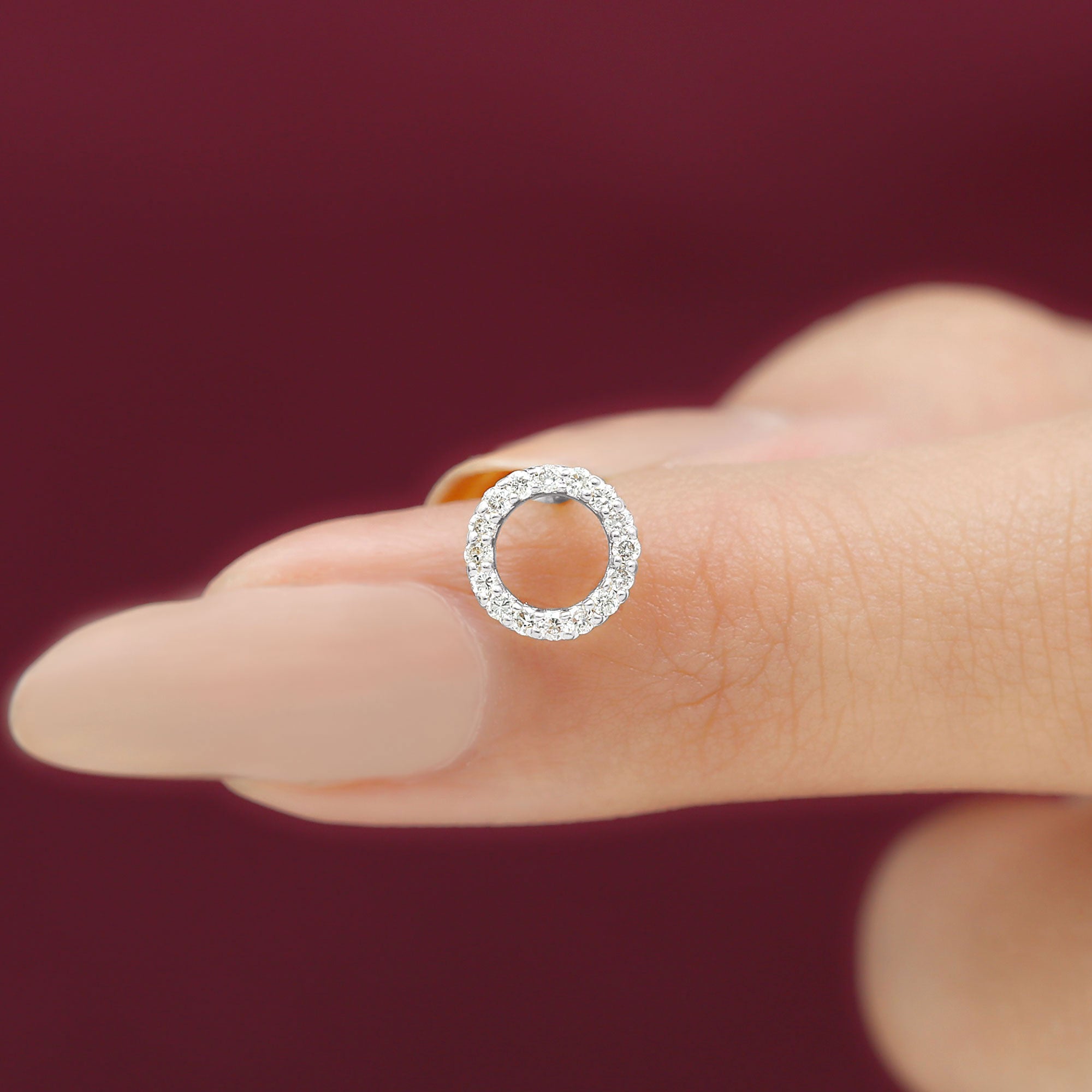 Brilliant Cut Diamond Circle Earring for Helix Piercing Natural - ( HI-SI ) - Rosec Jewels