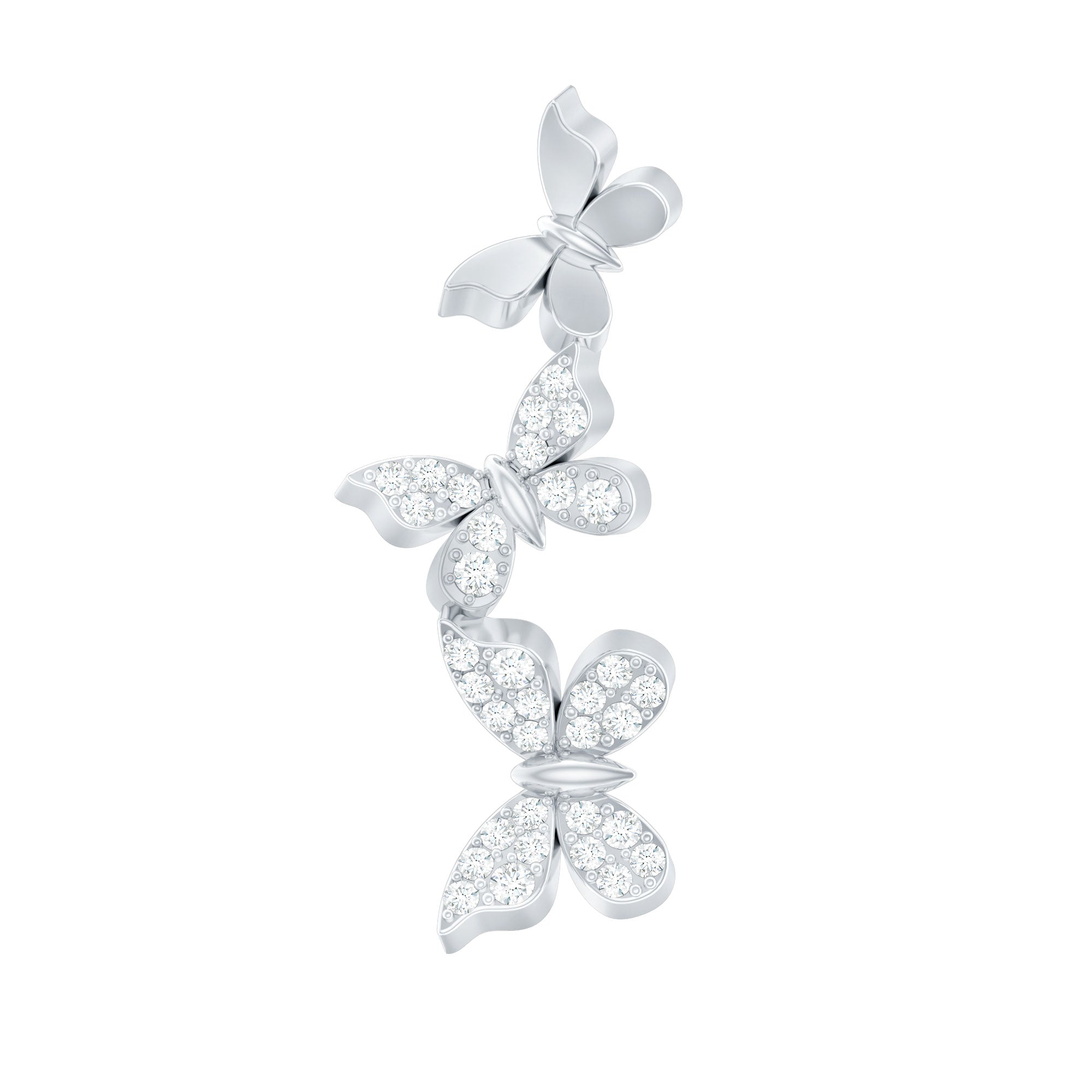 Diamond Butterfly Crawler Earring for Helix Piercing Natural - ( HI-SI ) - Rosec Jewels