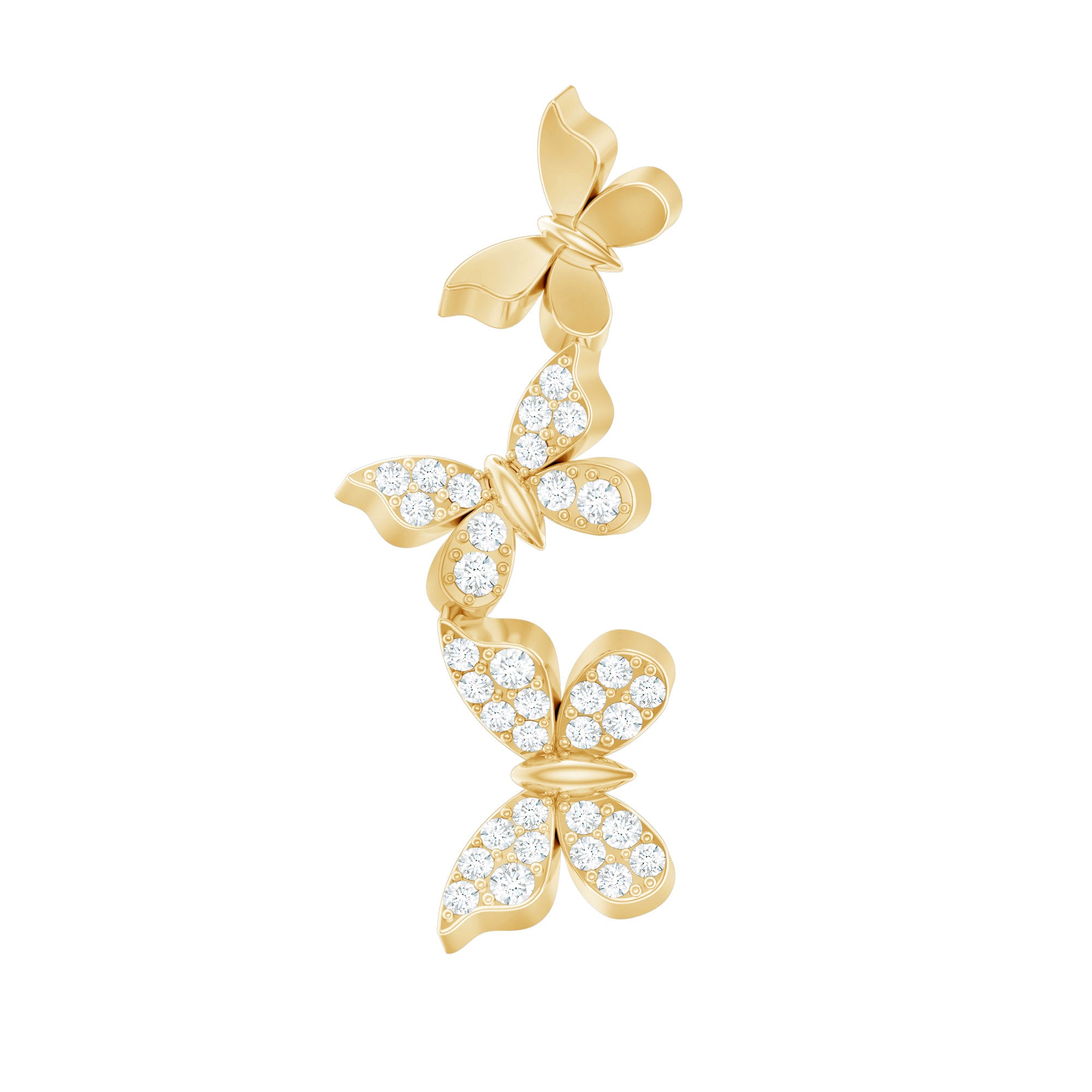 Diamond Butterfly Crawler Earring for Helix Piercing Natural - ( HI-SI ) - Rosec Jewels