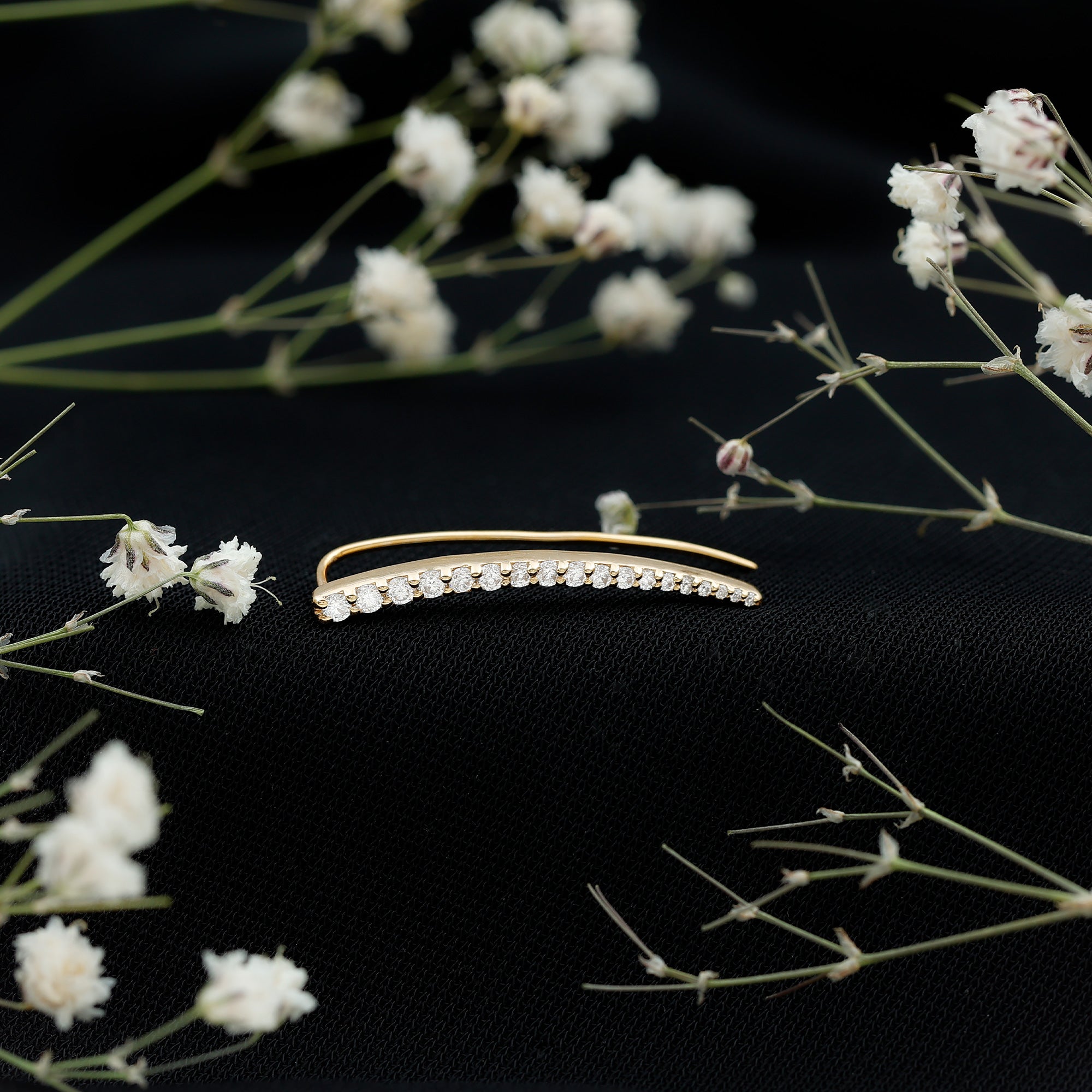 Graduated Style Diamond Climber Helix Earring Natural - ( HI-SI ) - Rosec Jewels