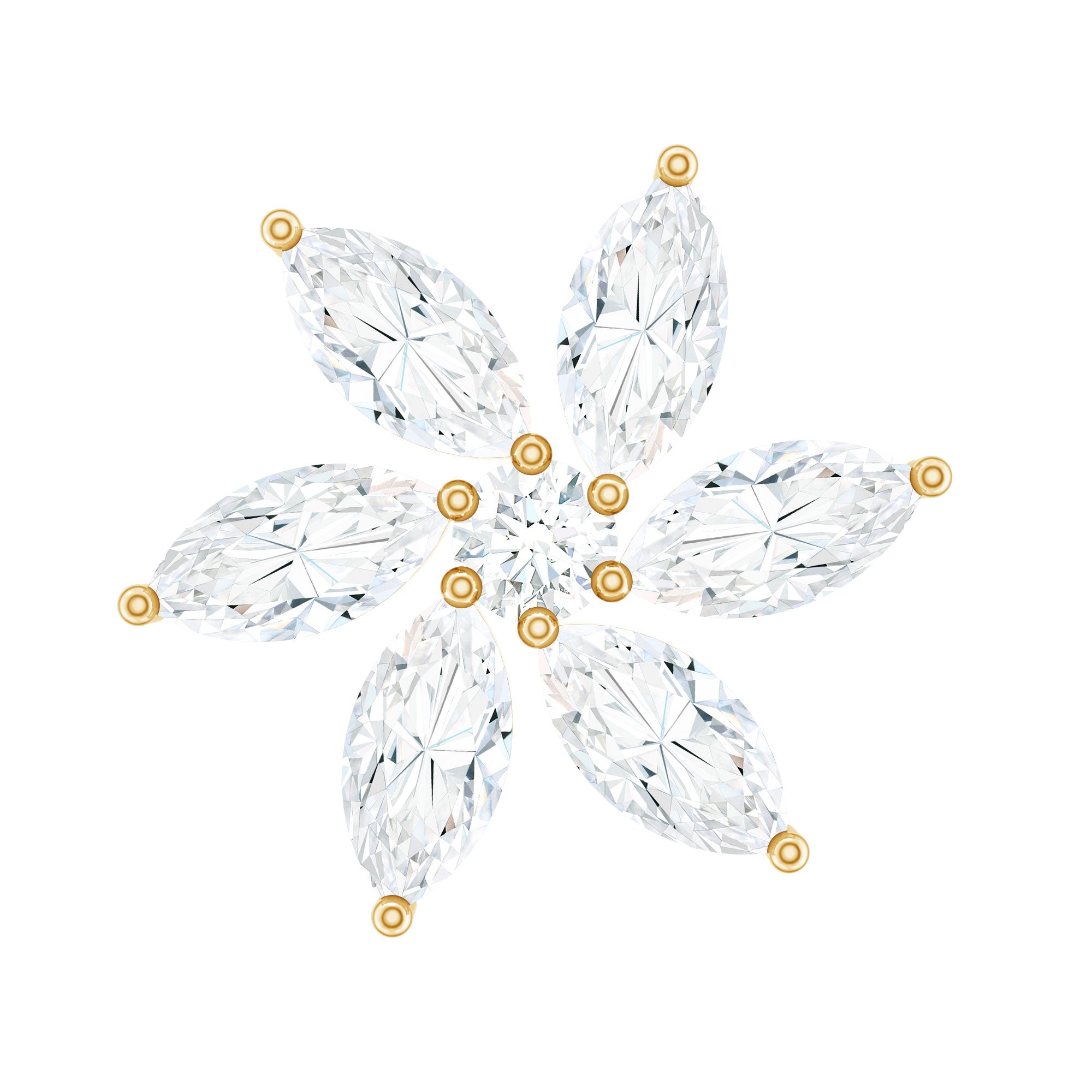 Sparkling Marquise Diamond Flower Helix Earring Natural - ( HI-SI ) - Rosec Jewels