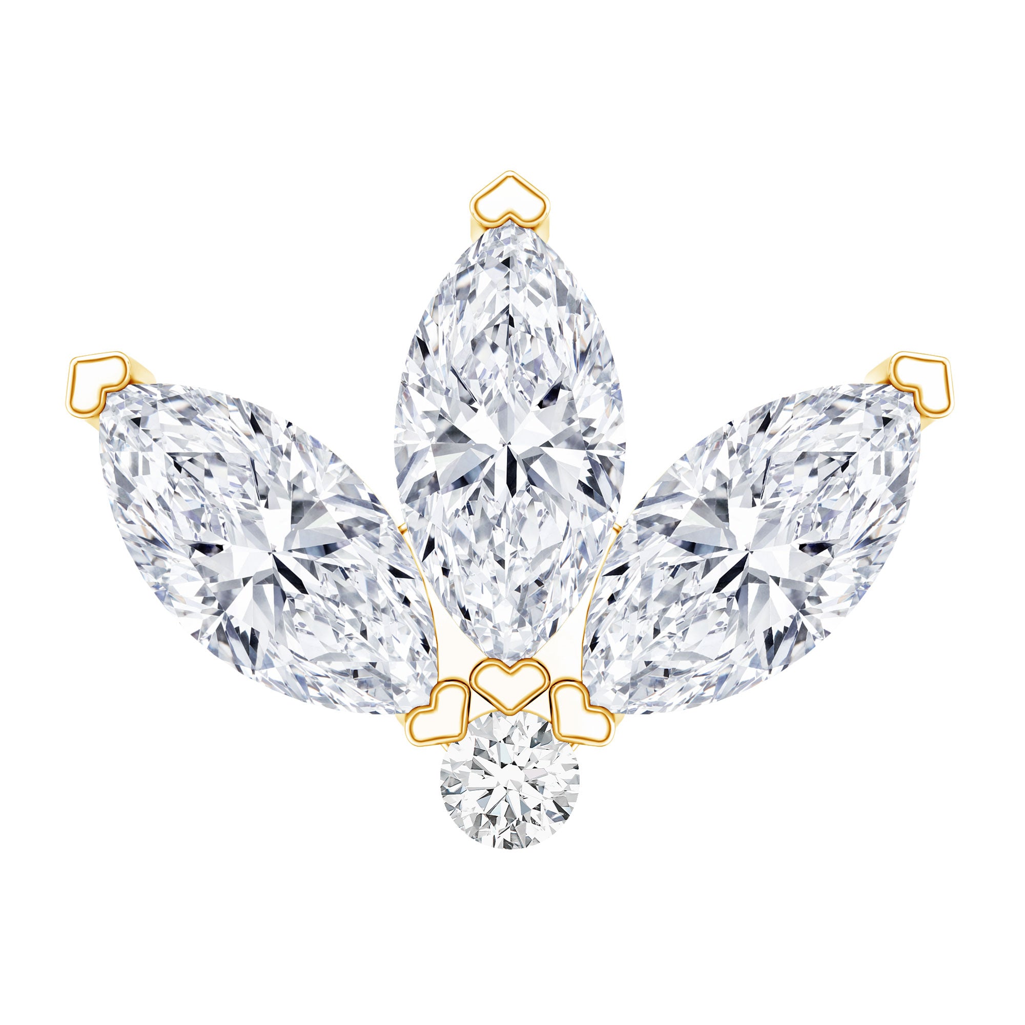 Marquise Cut Diamond Lotus Flower Earring for Cartilage Piercing Natural - ( HI-SI ) - Rosec Jewels