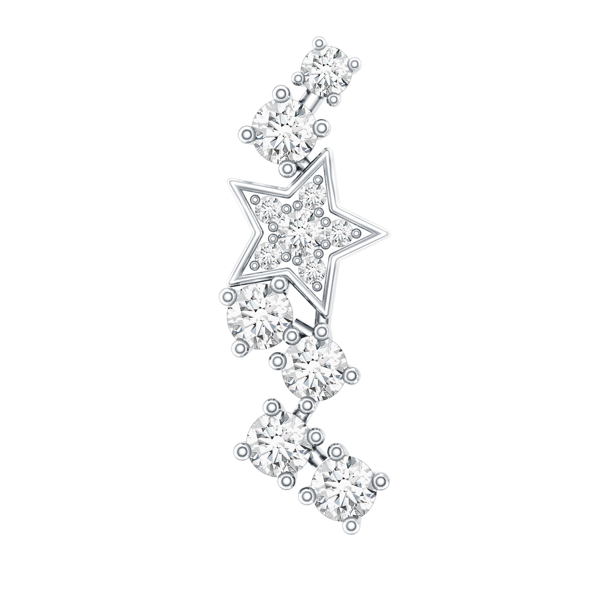 Unique Diamond Star Crawler Helix Earring Natural - ( HI-SI ) - Rosec Jewels