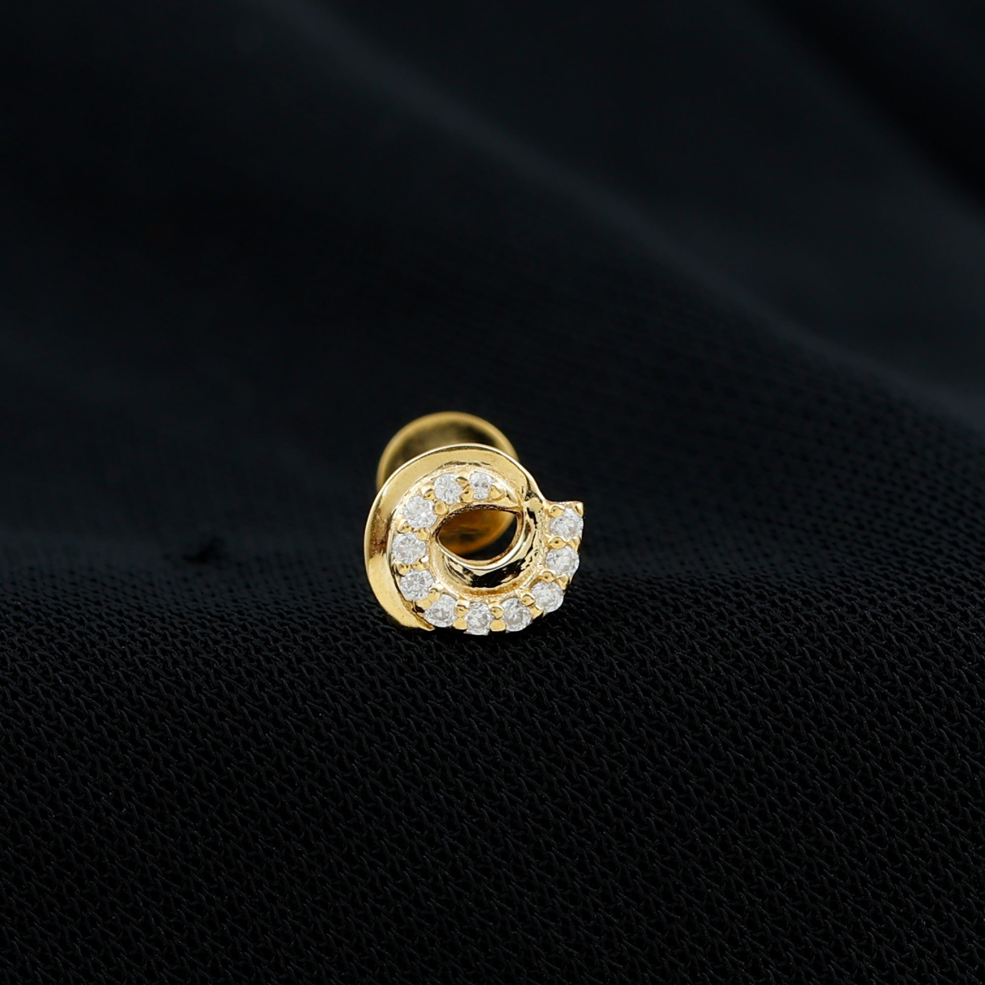 Certified Diamond Spiral Earring for Cartilage Piercing Natural - ( HI-SI ) - Rosec Jewels