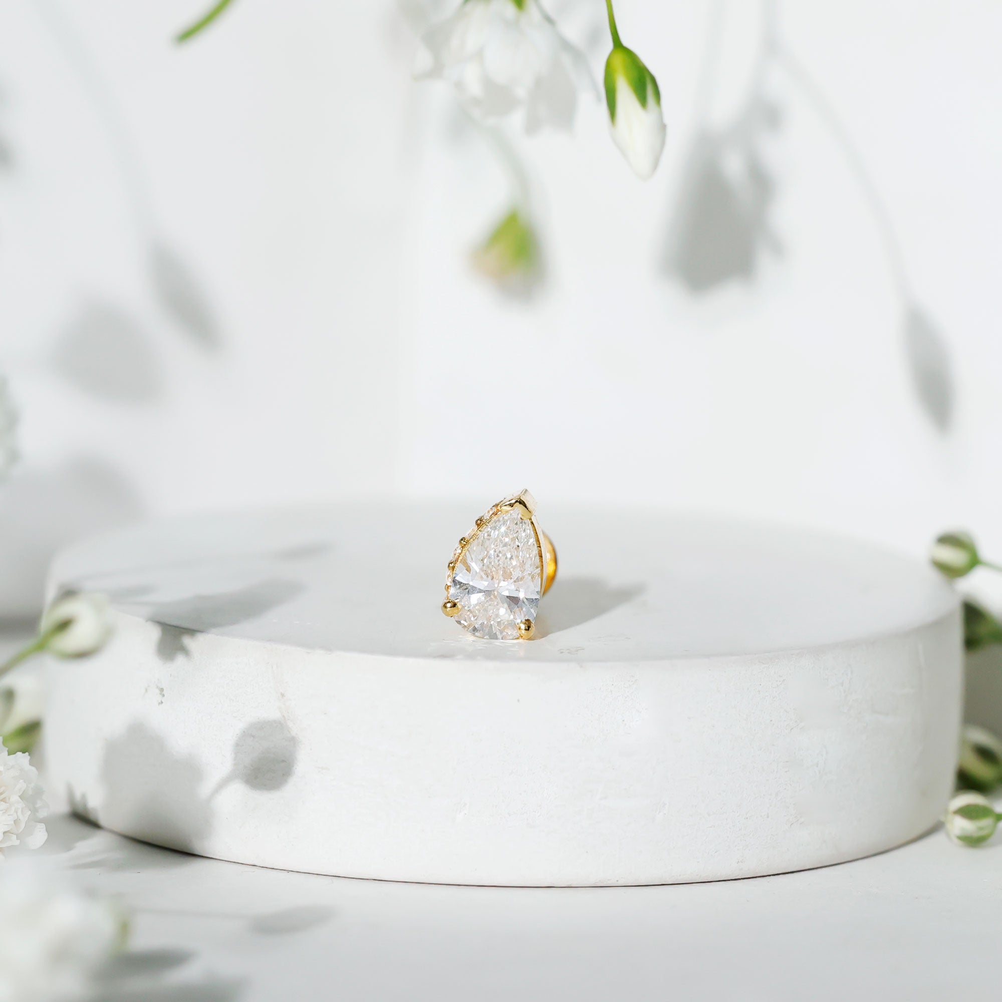 Pear Shaped Diamond Solitaire Tragus Earring Lab - ( EF-VS ) - Rosec Jewels