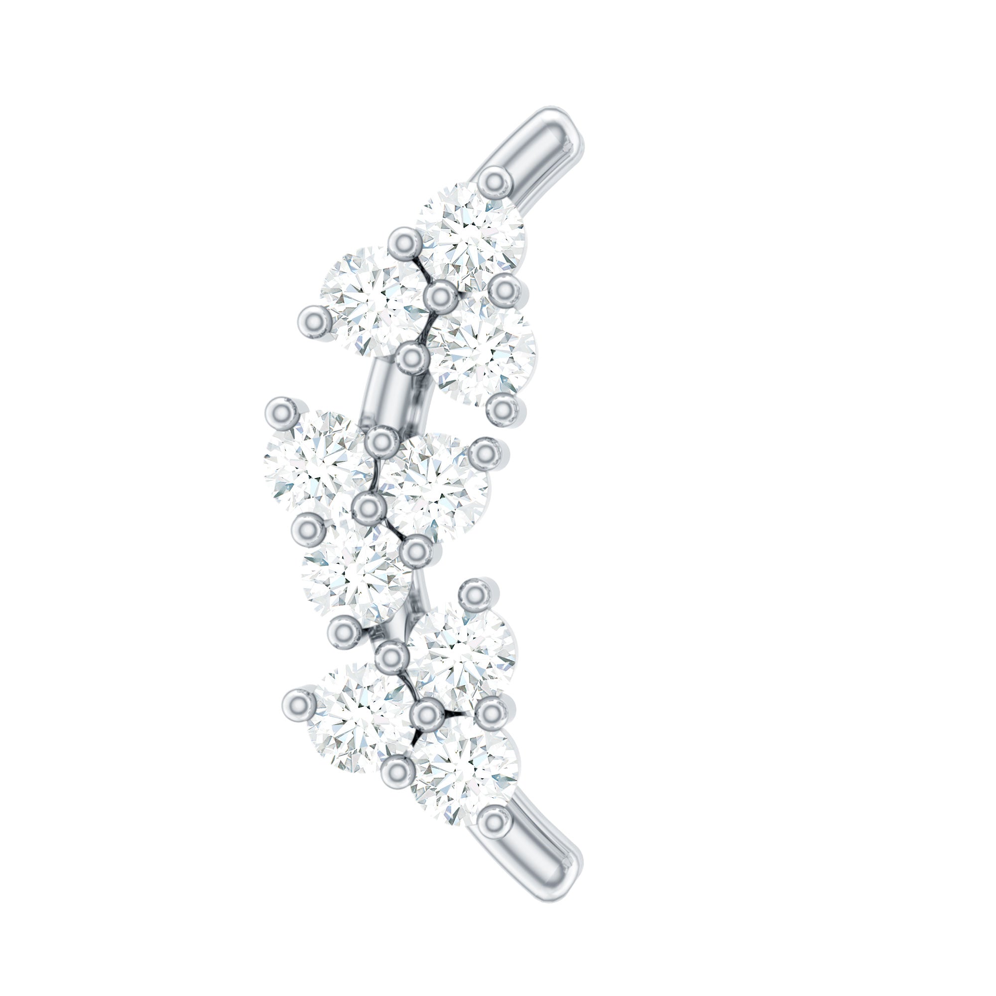 Natural Round Diamond Cluster Curved Helix Earring Lab - ( EF-VS ) - Rosec Jewels