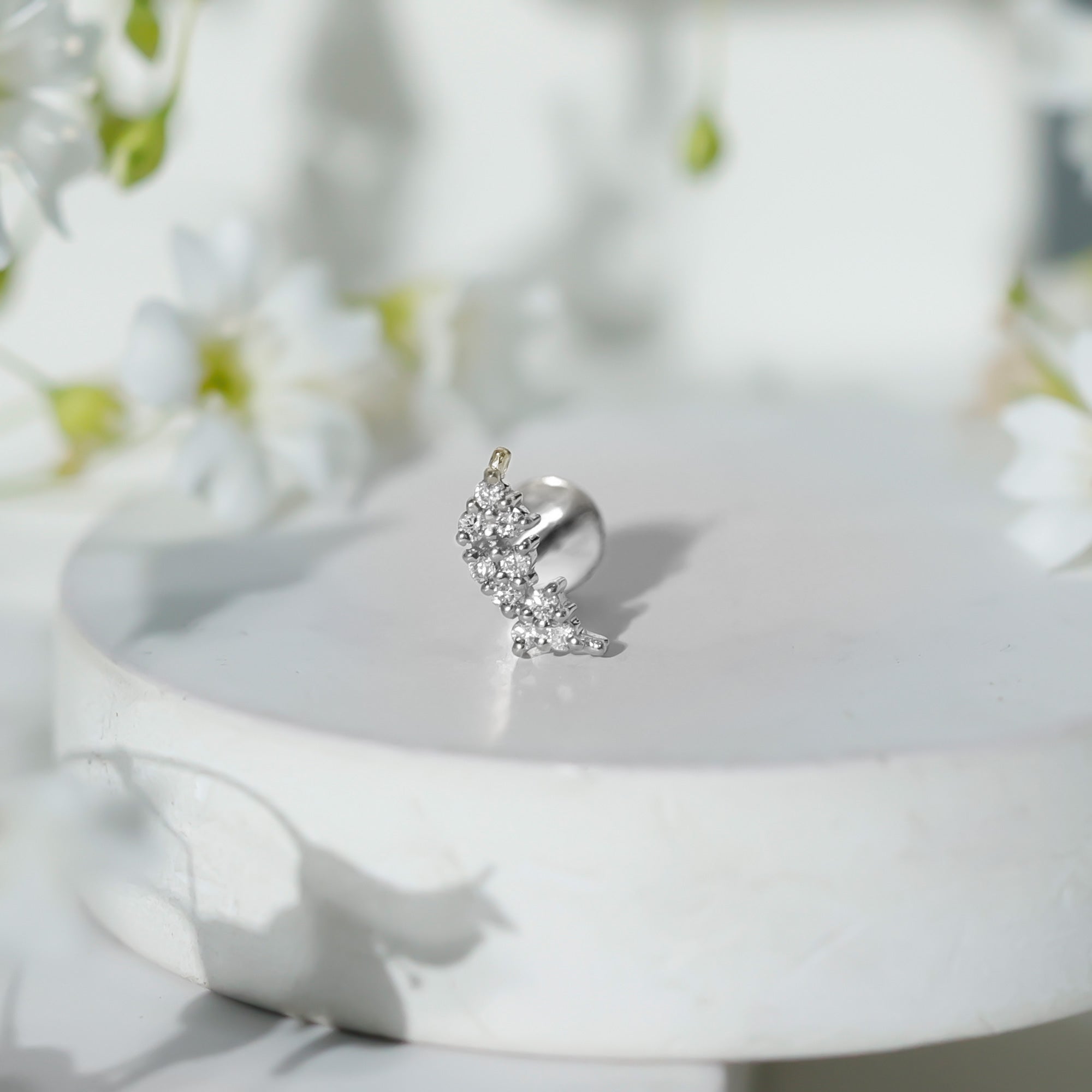 Natural Round Diamond Cluster Curved Helix Earring Lab - ( EF-VS ) - Rosec Jewels