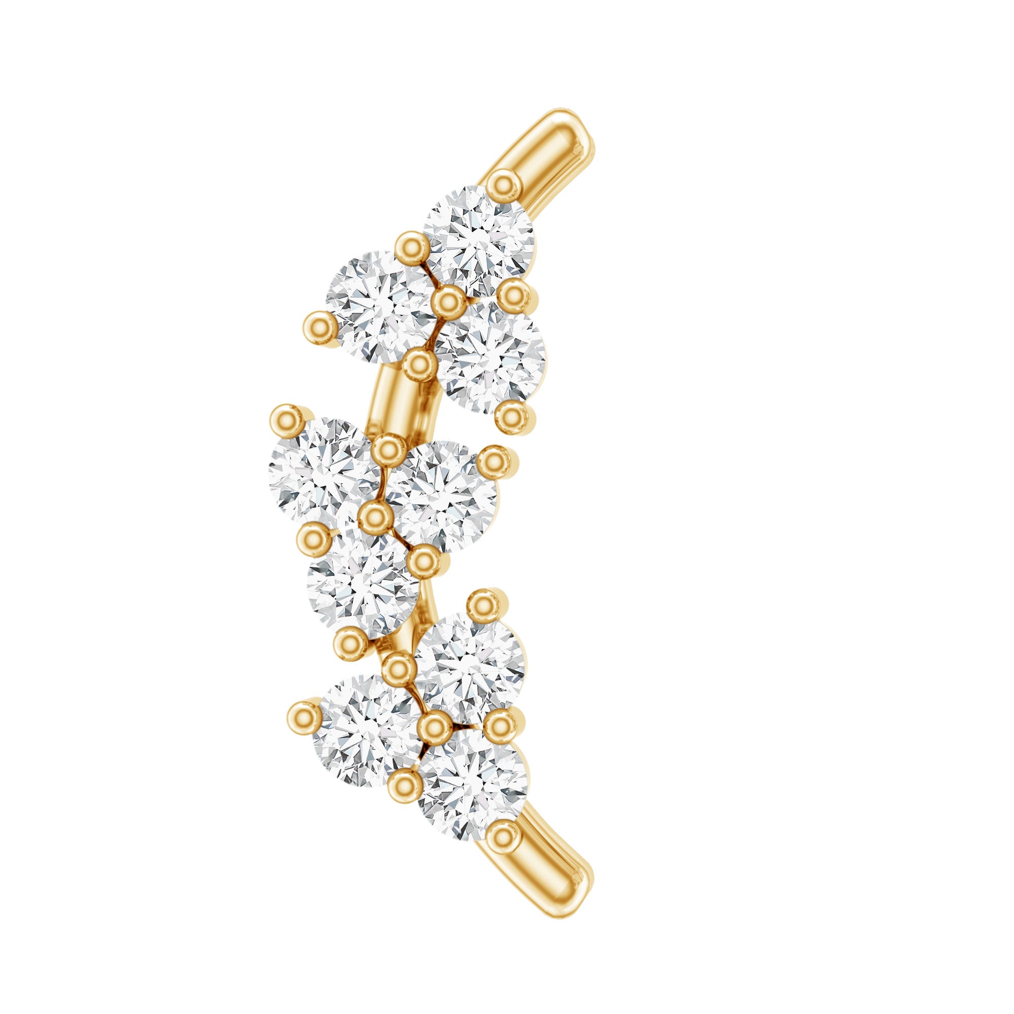 Natural Round Diamond Cluster Curved Helix Earring Lab - ( EF-VS ) - Rosec Jewels