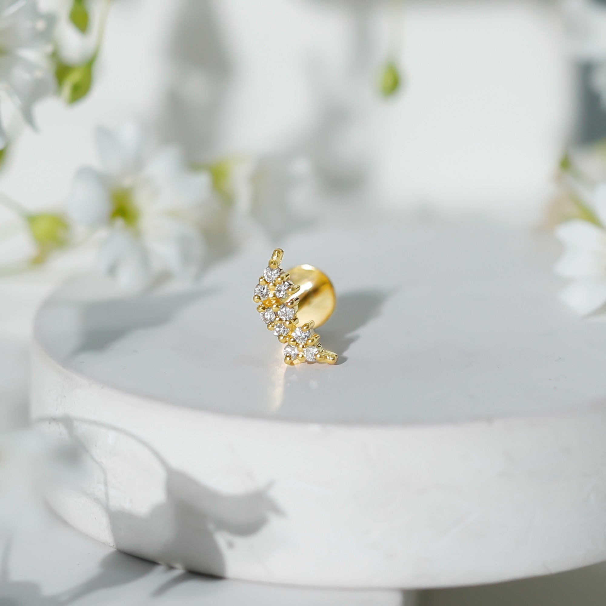 Natural Round Diamond Cluster Curved Helix Earring Lab - ( EF-VS ) - Rosec Jewels
