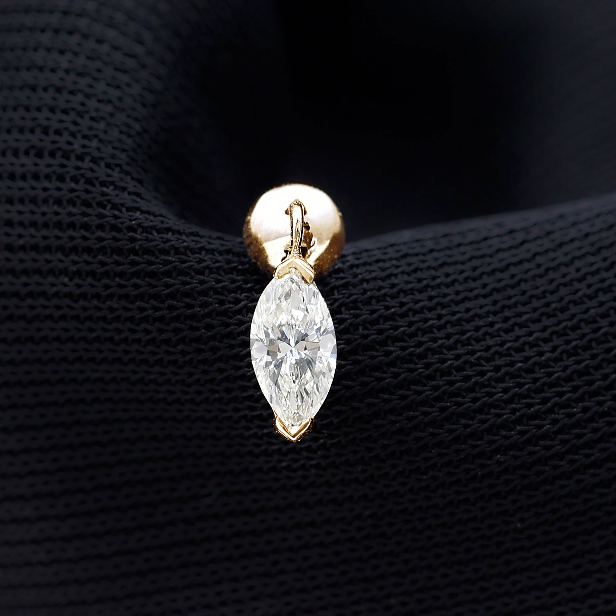 Marquise Diamond Cartilage Dangle Earring Lab - ( EF-VS ) - Rosec Jewels